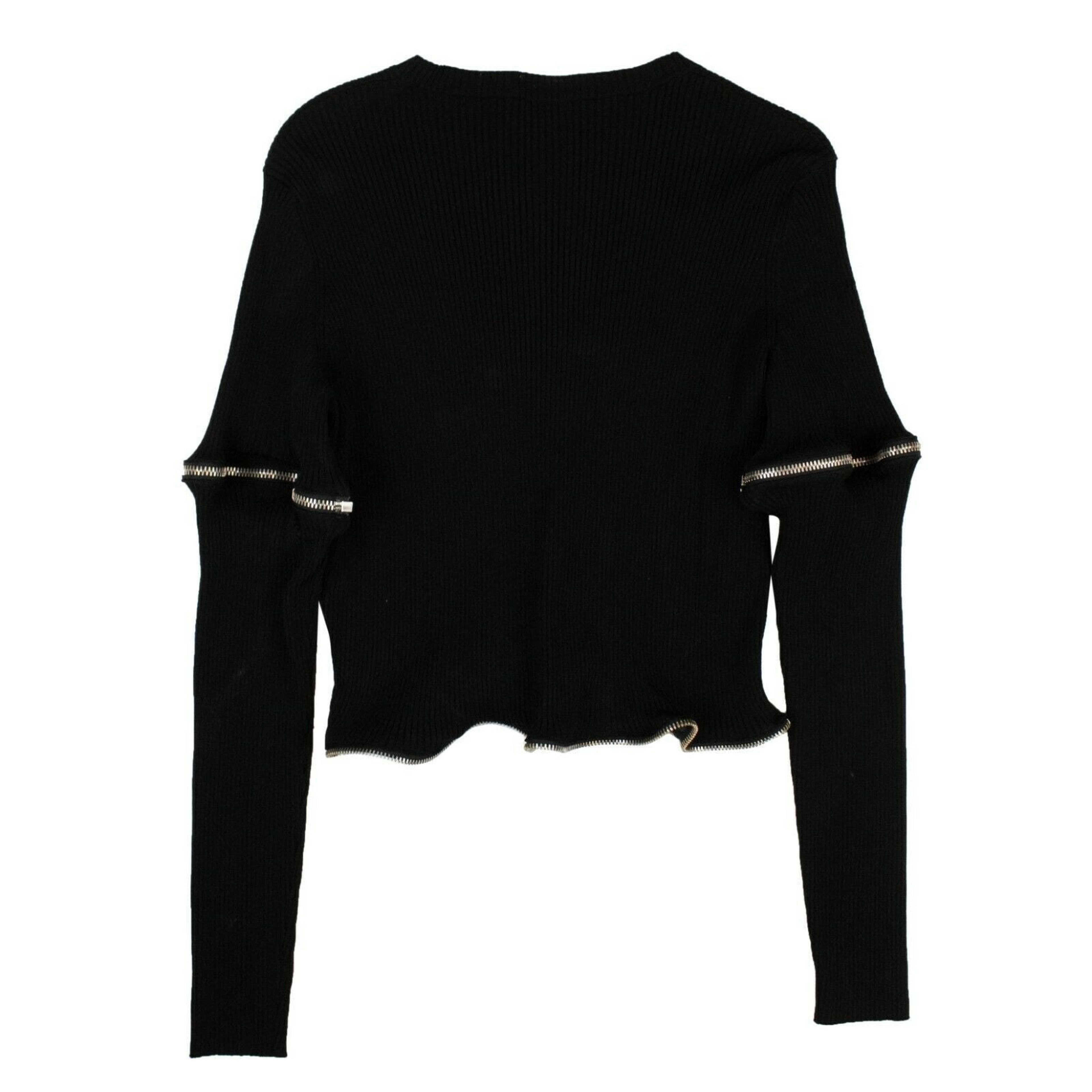 Alternate View 1 of Women's Black Zipped Rouches Sweater