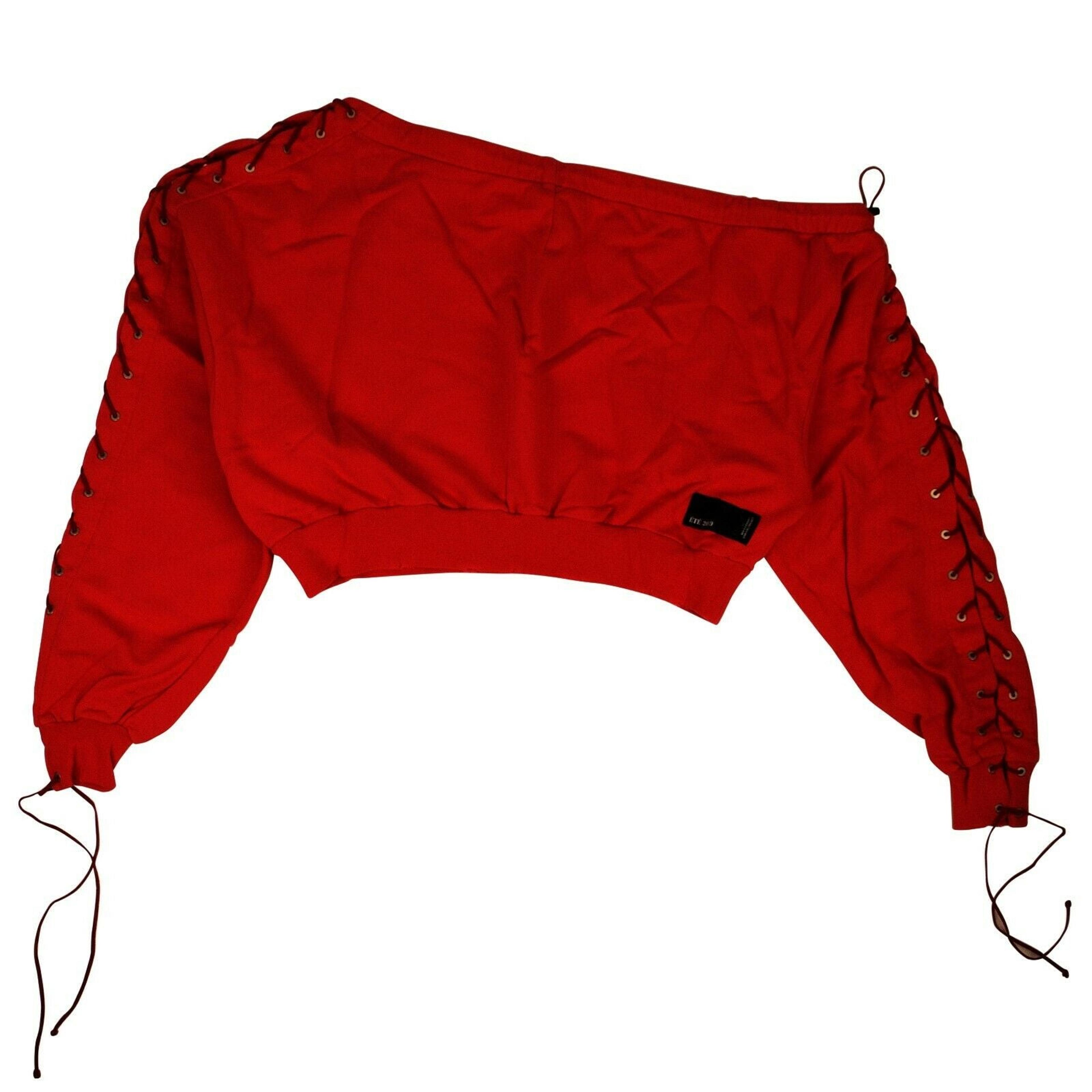 Alternate View 1 of Unravel Project Off The Shoulder Sweatshirt - Red