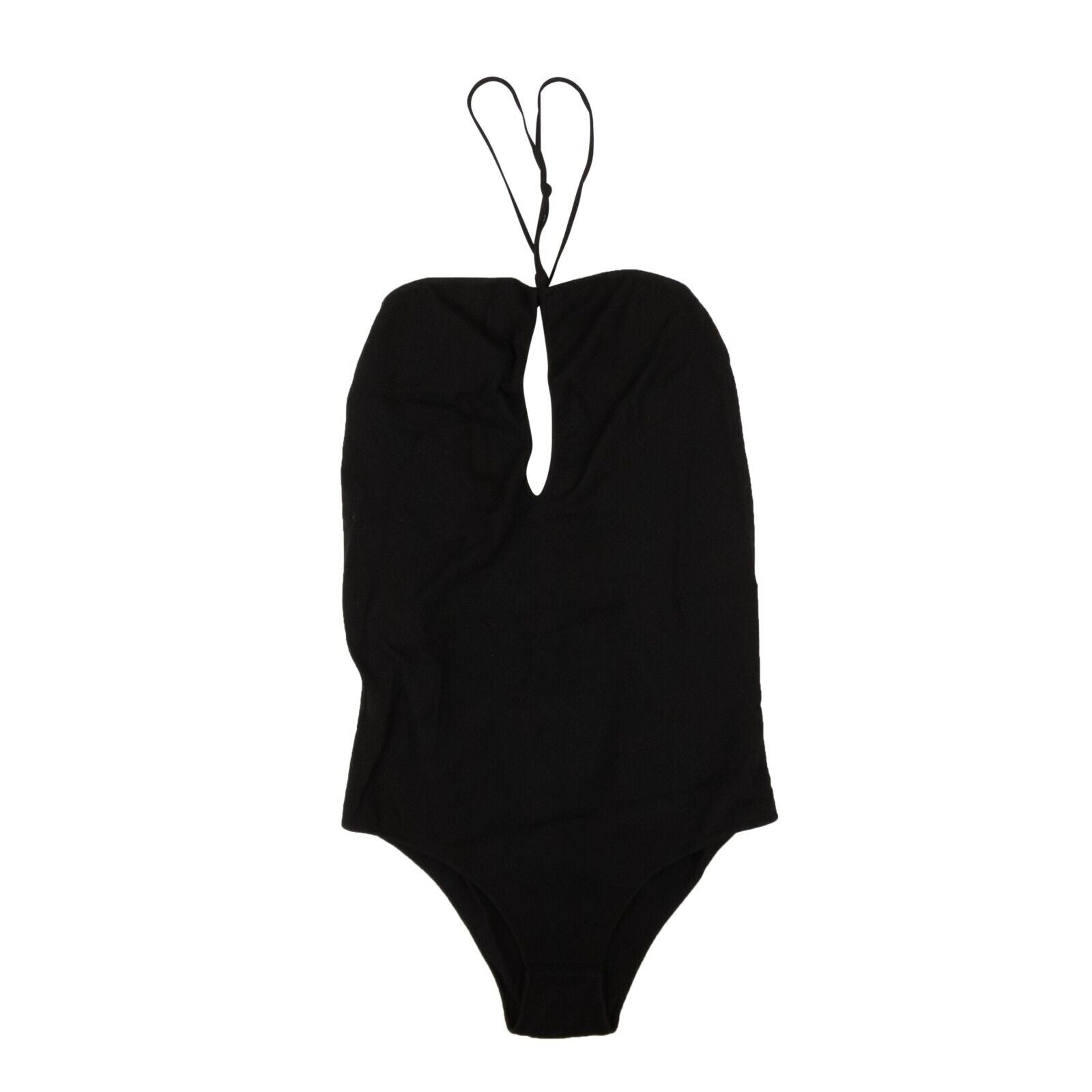 Alternate View 1 of Black Knit V-Neck Bodysuit Swimsuit