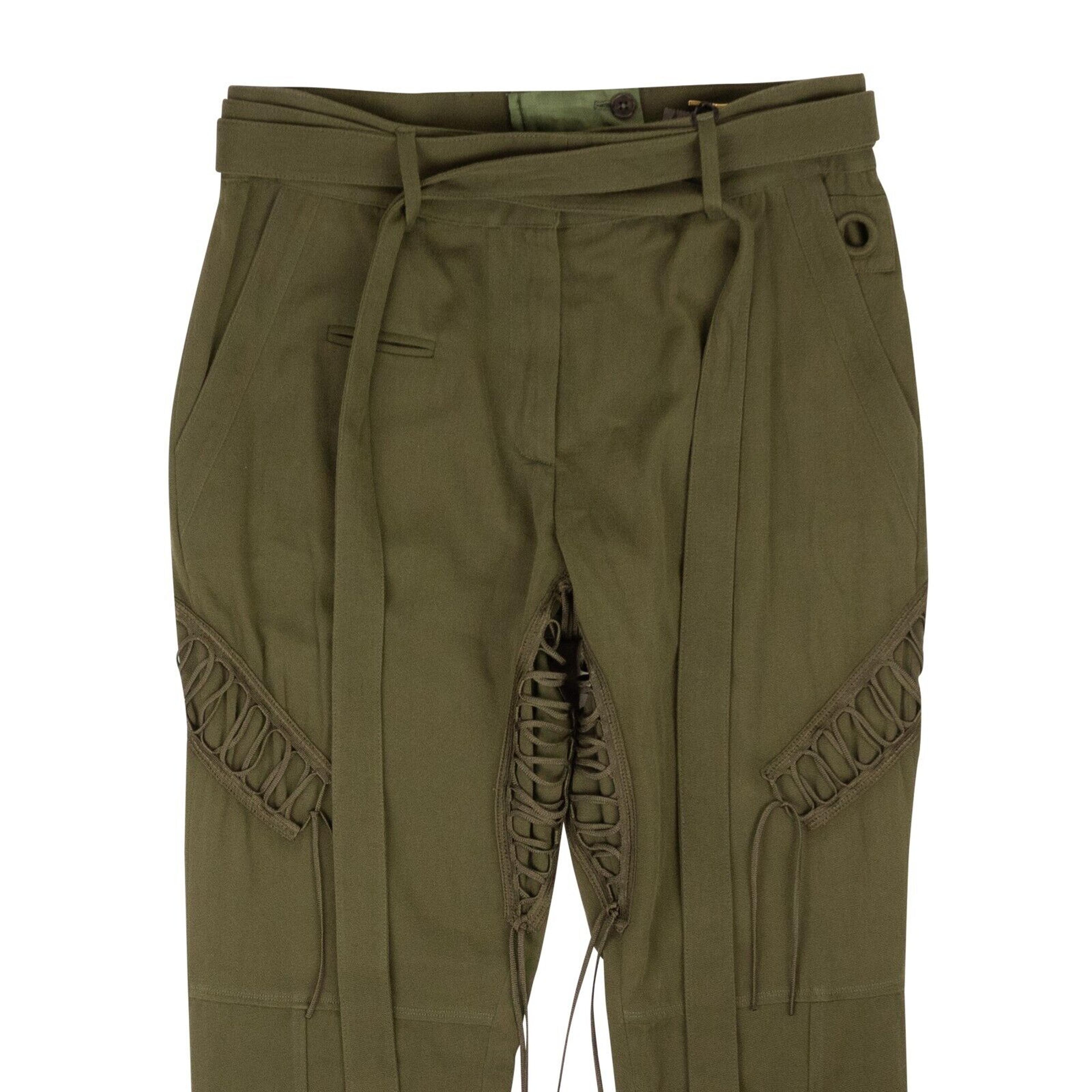 Alternate View 2 of Women's Green Lace-Up Military Pants