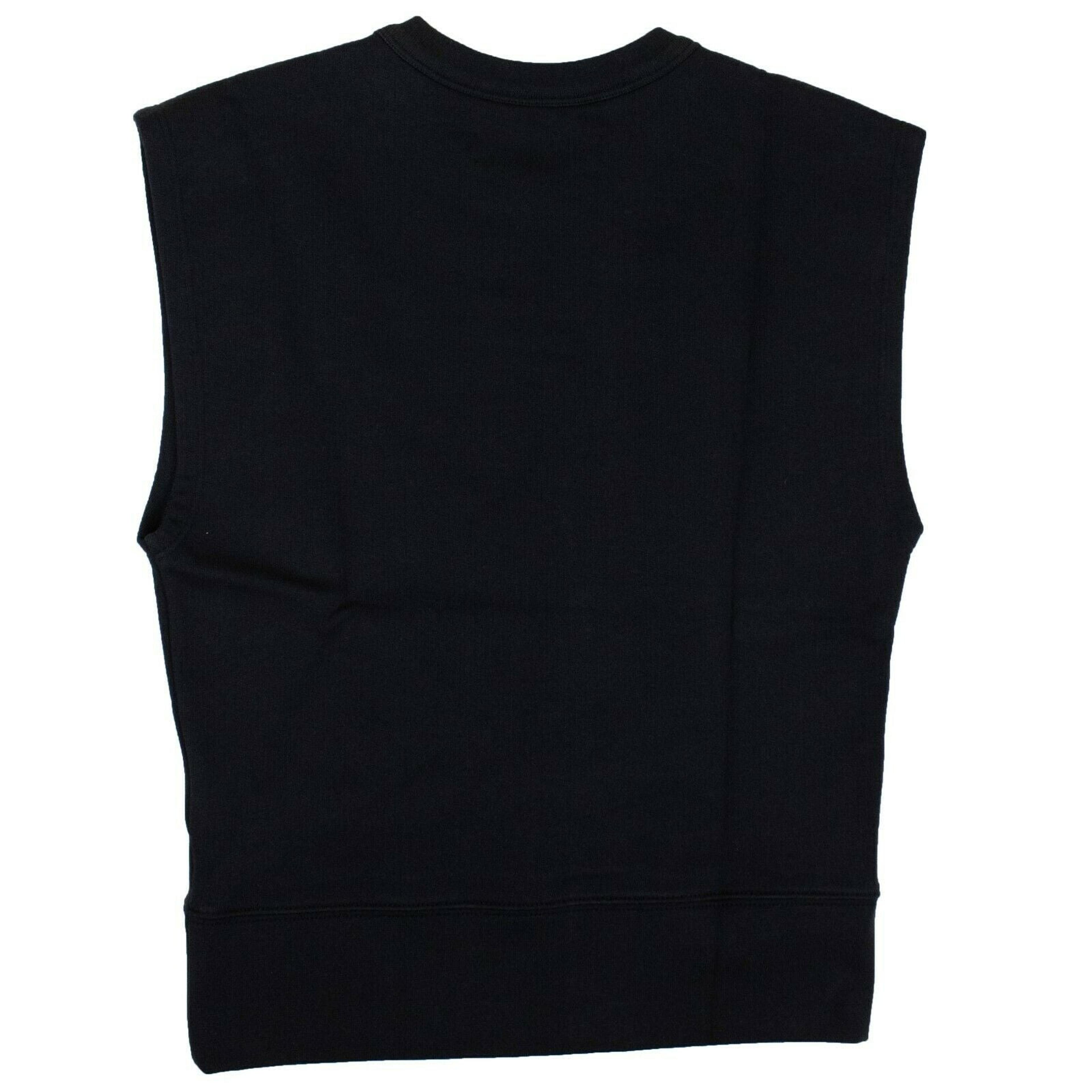 Alternate View 1 of Navy Blue Cotton Cut-Off Sleeves Sweatshirt