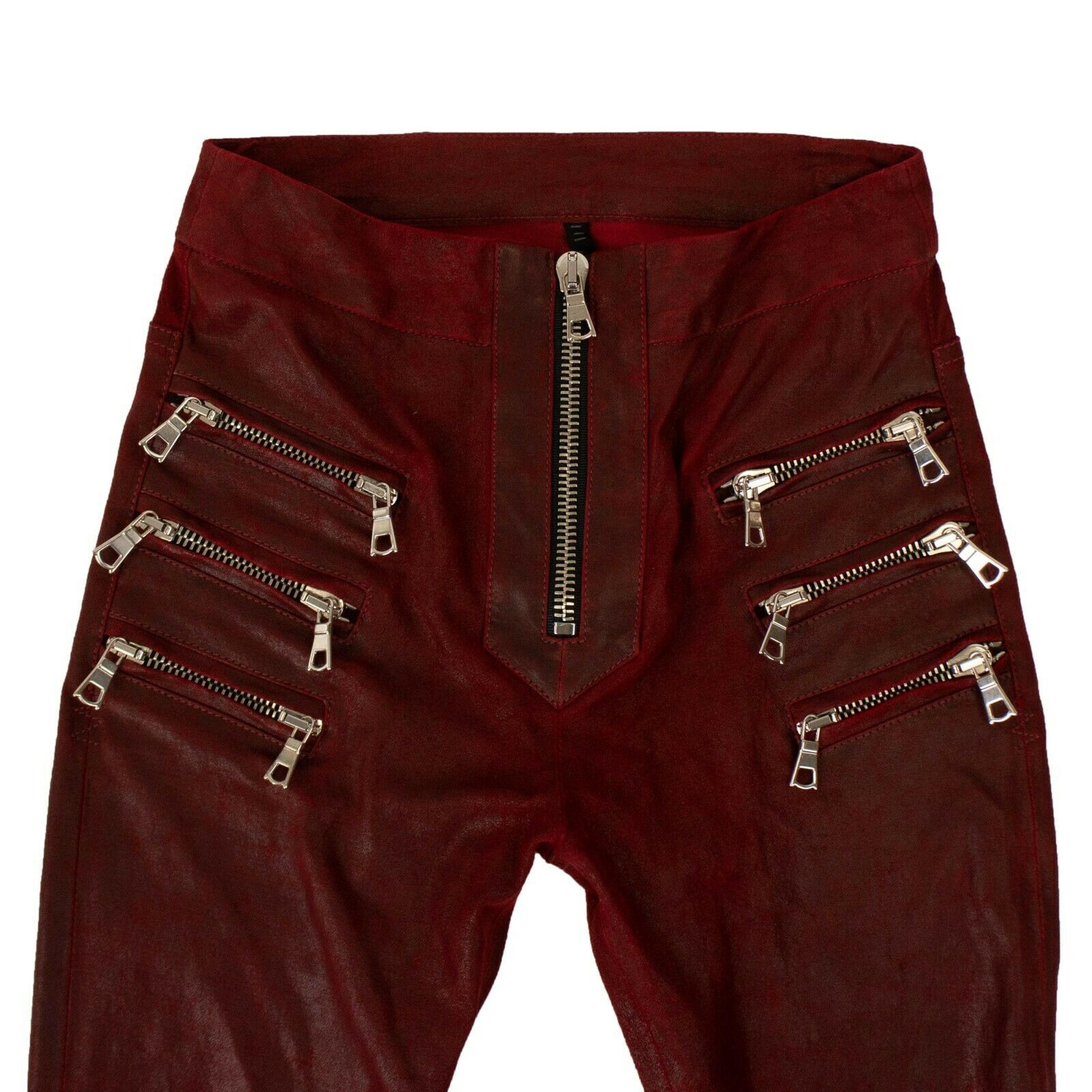 Alternate View 2 of Red Textured Skinny Pants