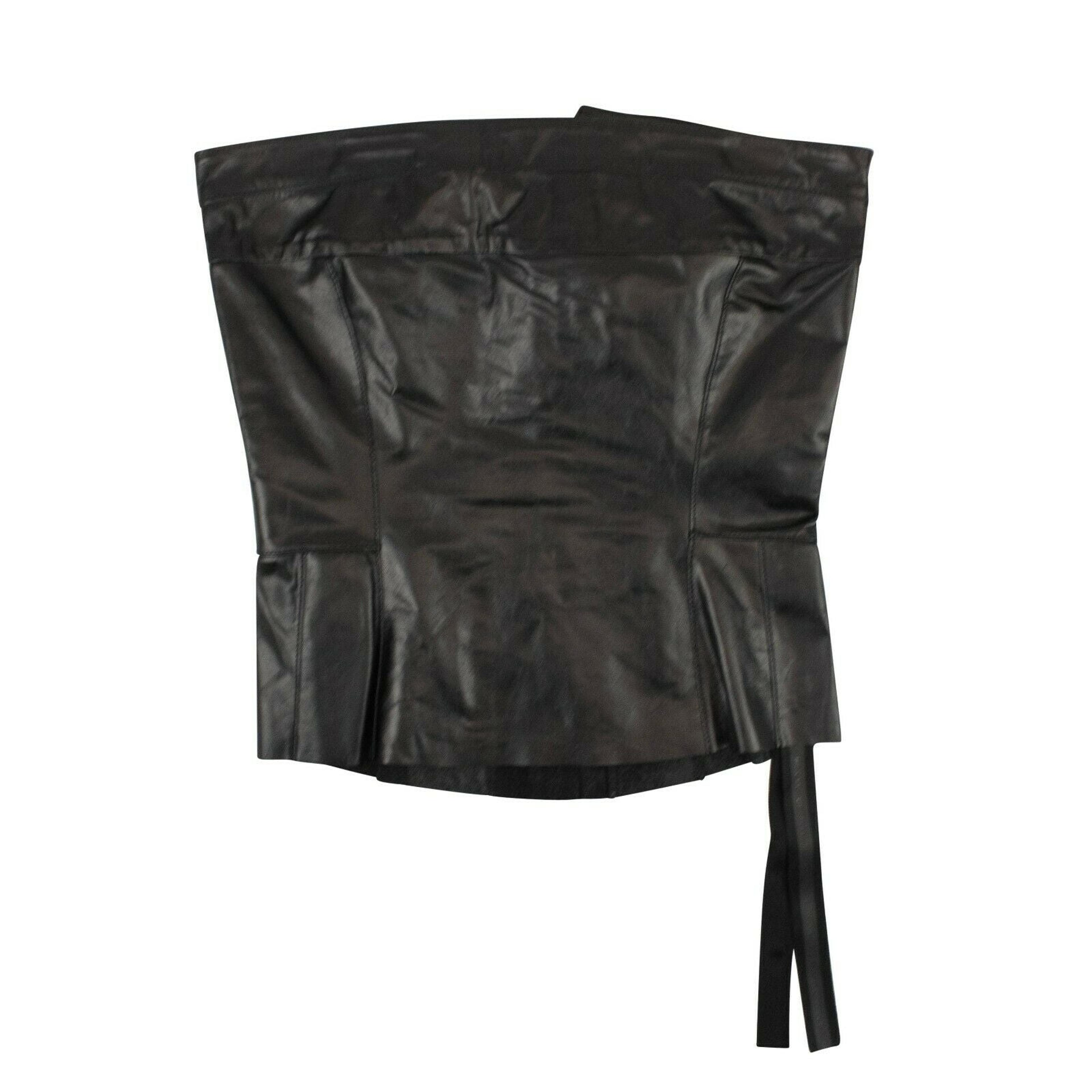 Alternate View 1 of Women's Black Leather Corset Top