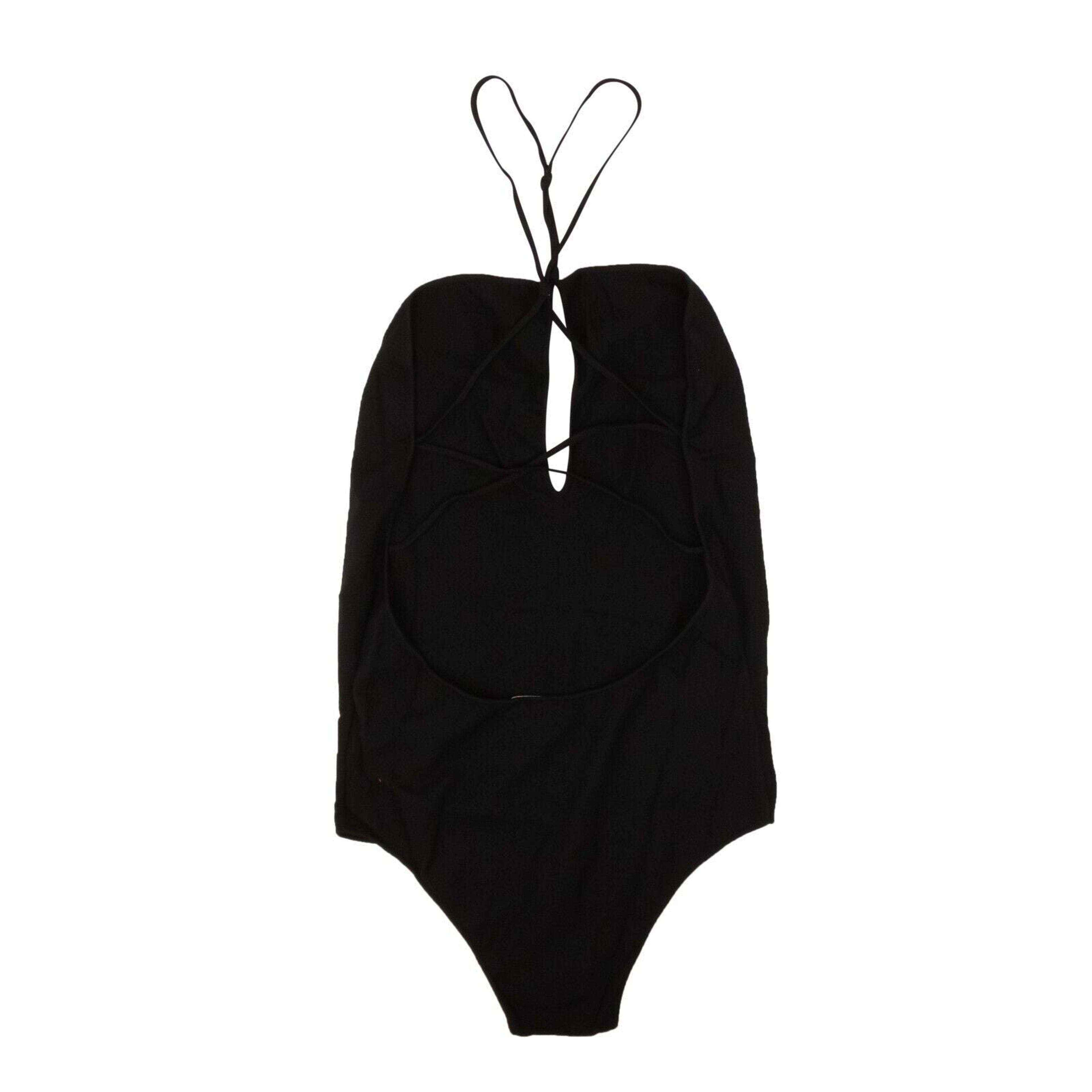 Alternate View 3 of Black Knit V-Neck Bodysuit Swimsuit