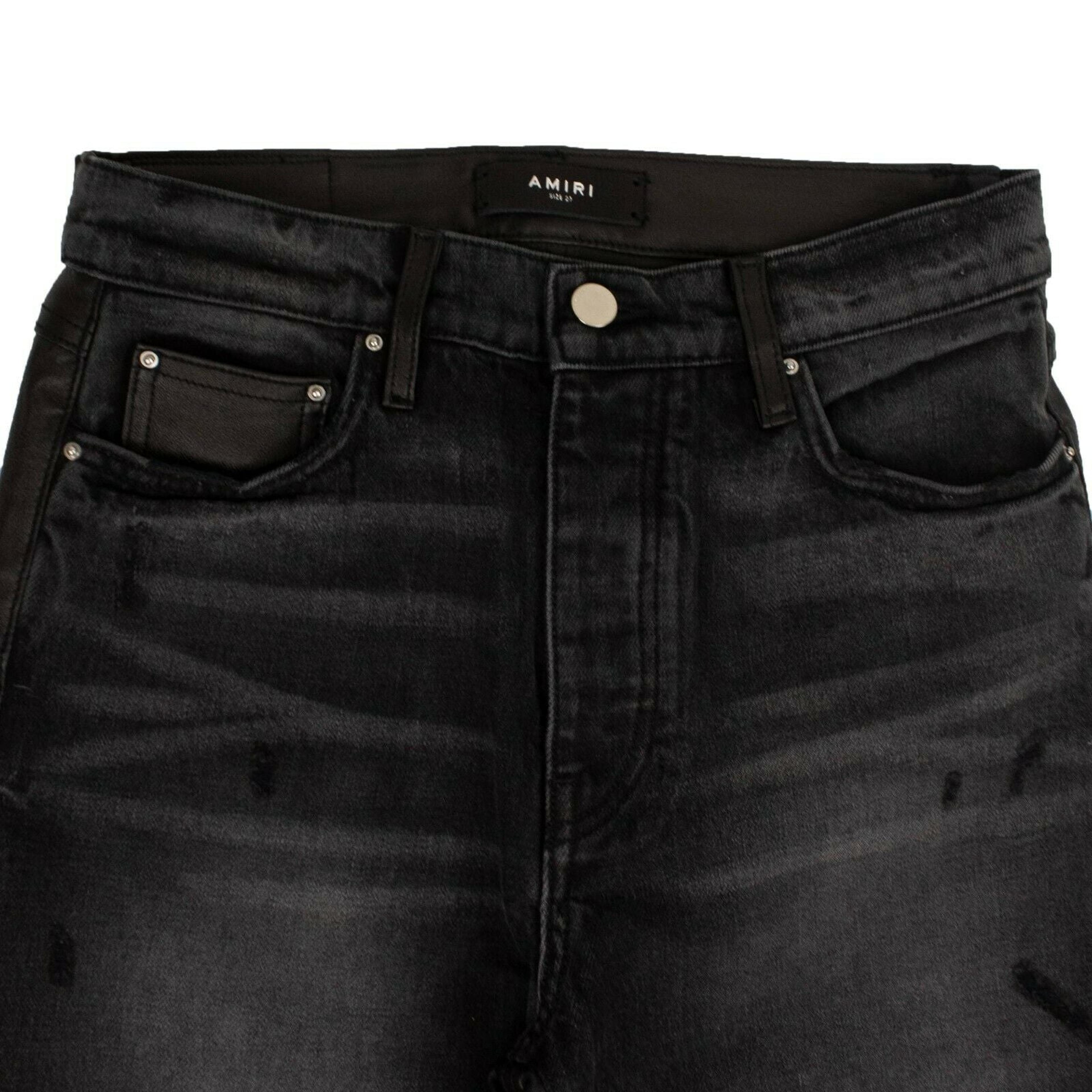 Alternate View 1 of Women's Black Leather Hybrid Cropped Jeans