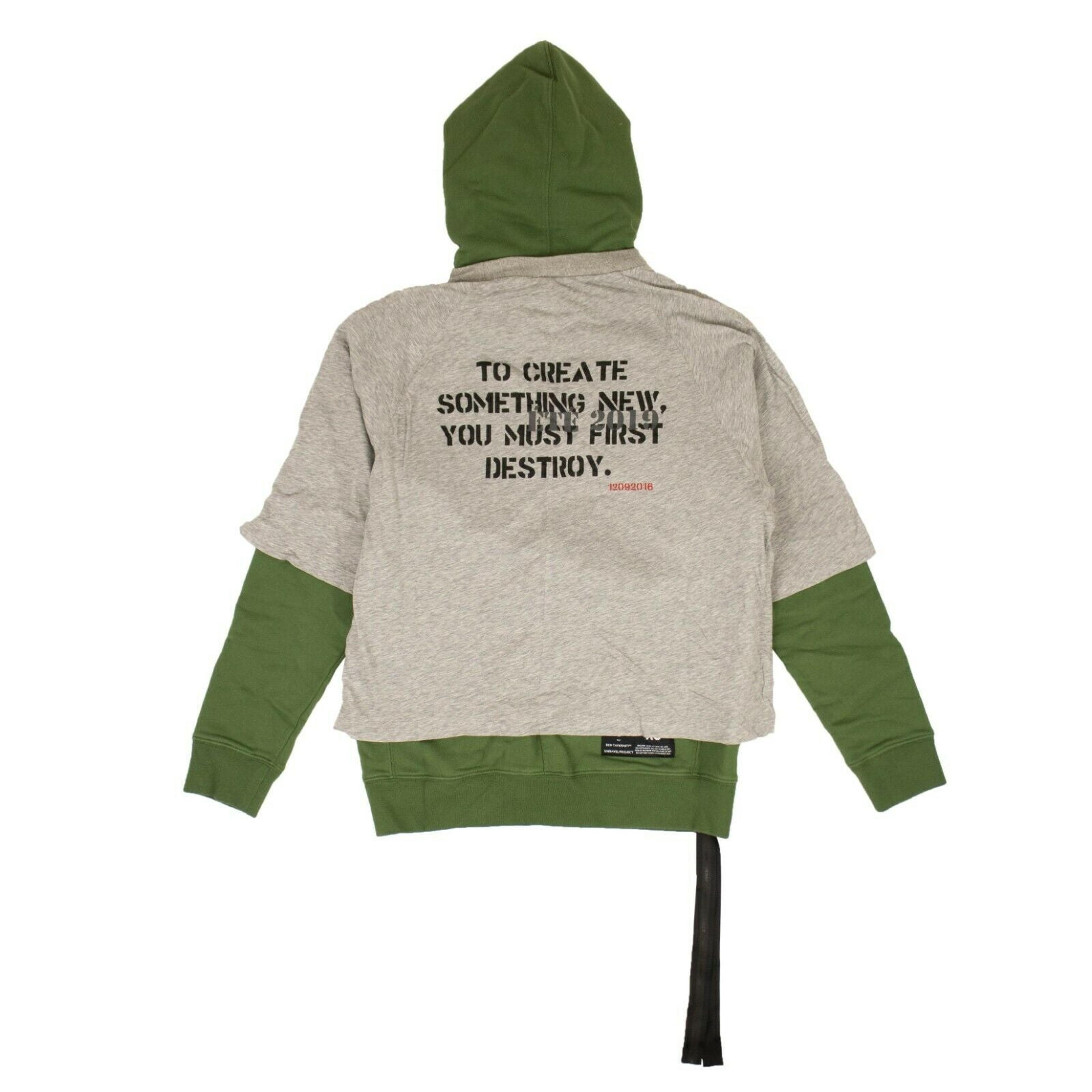 Alternate View 1 of Green And Gray Layered Hoodie