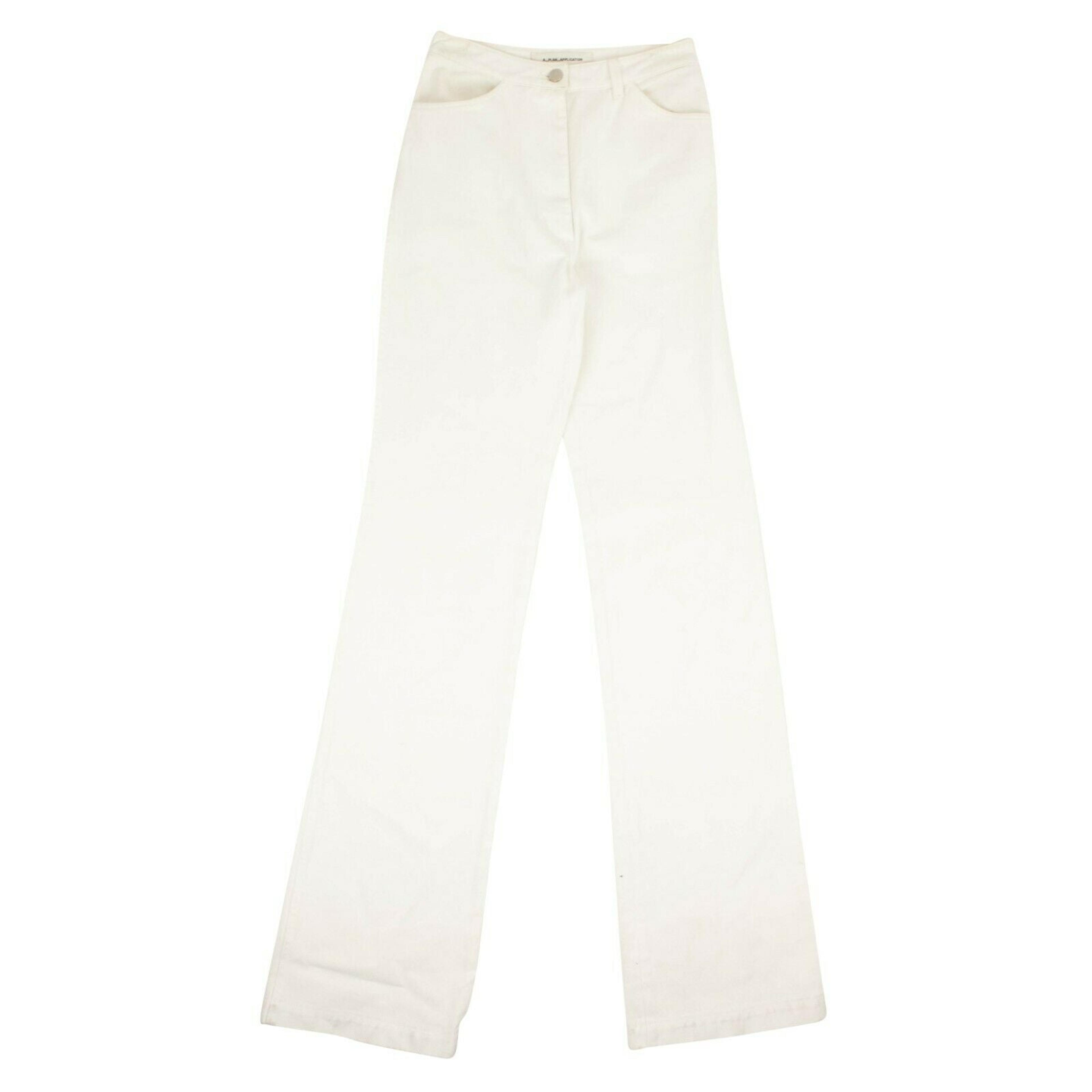 White Denim Mid Rise Straight Jeans