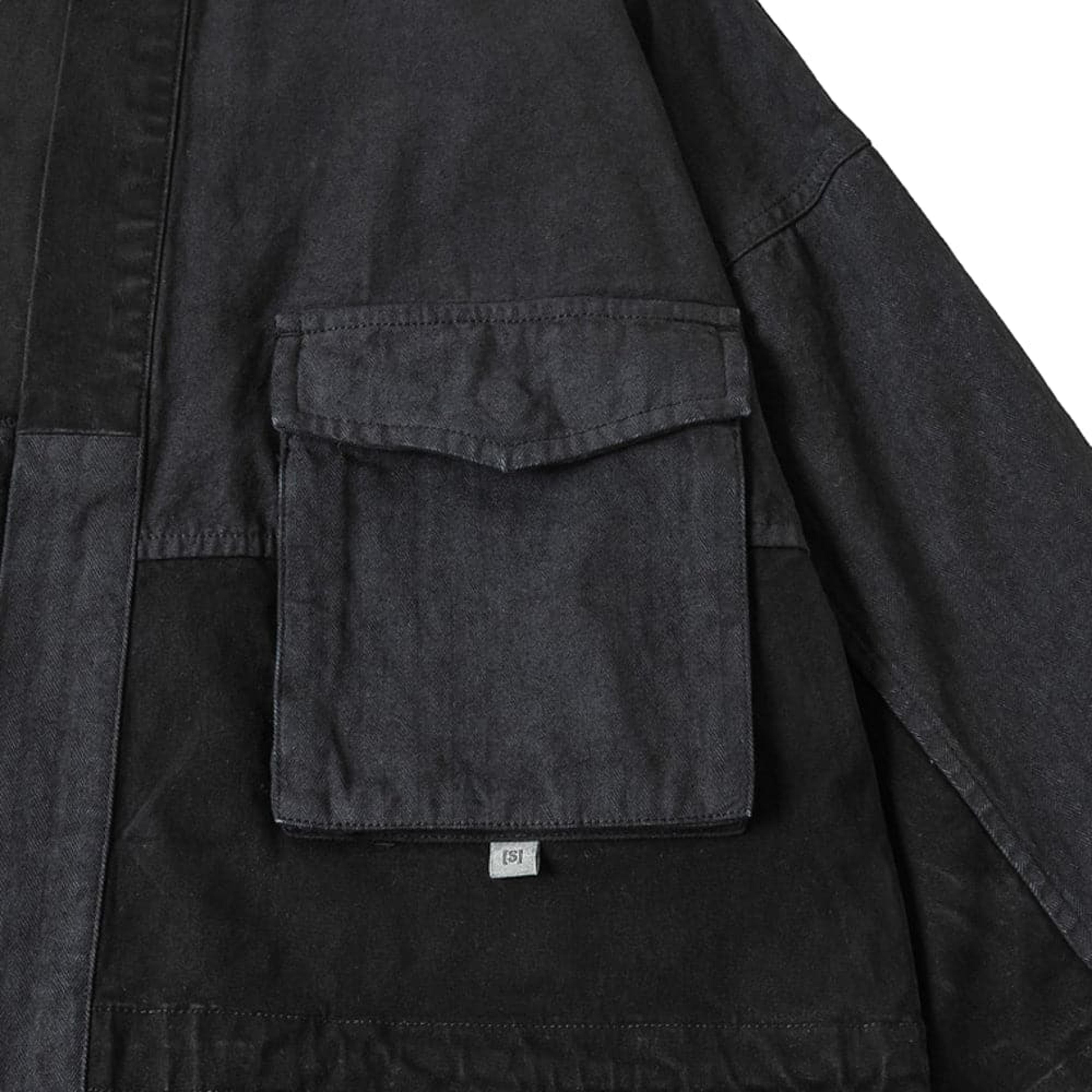 NTWRK - A[S]USL PIGMENT DYE PATCHWORK KIMONO-BLACK