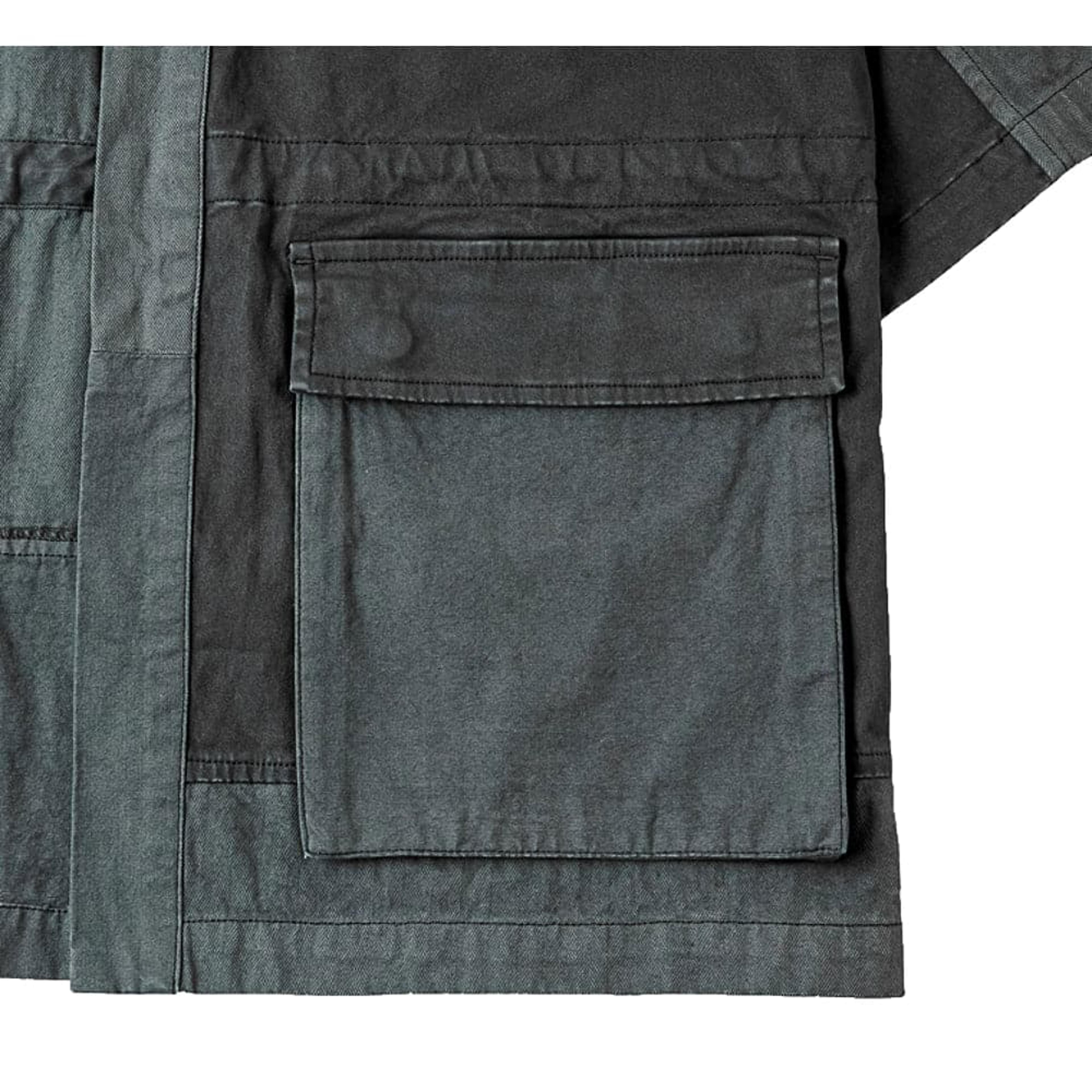 NTWRK - A[S]USL PIGMENT DYE PATCHWORK KIMONO-CHARCOAL