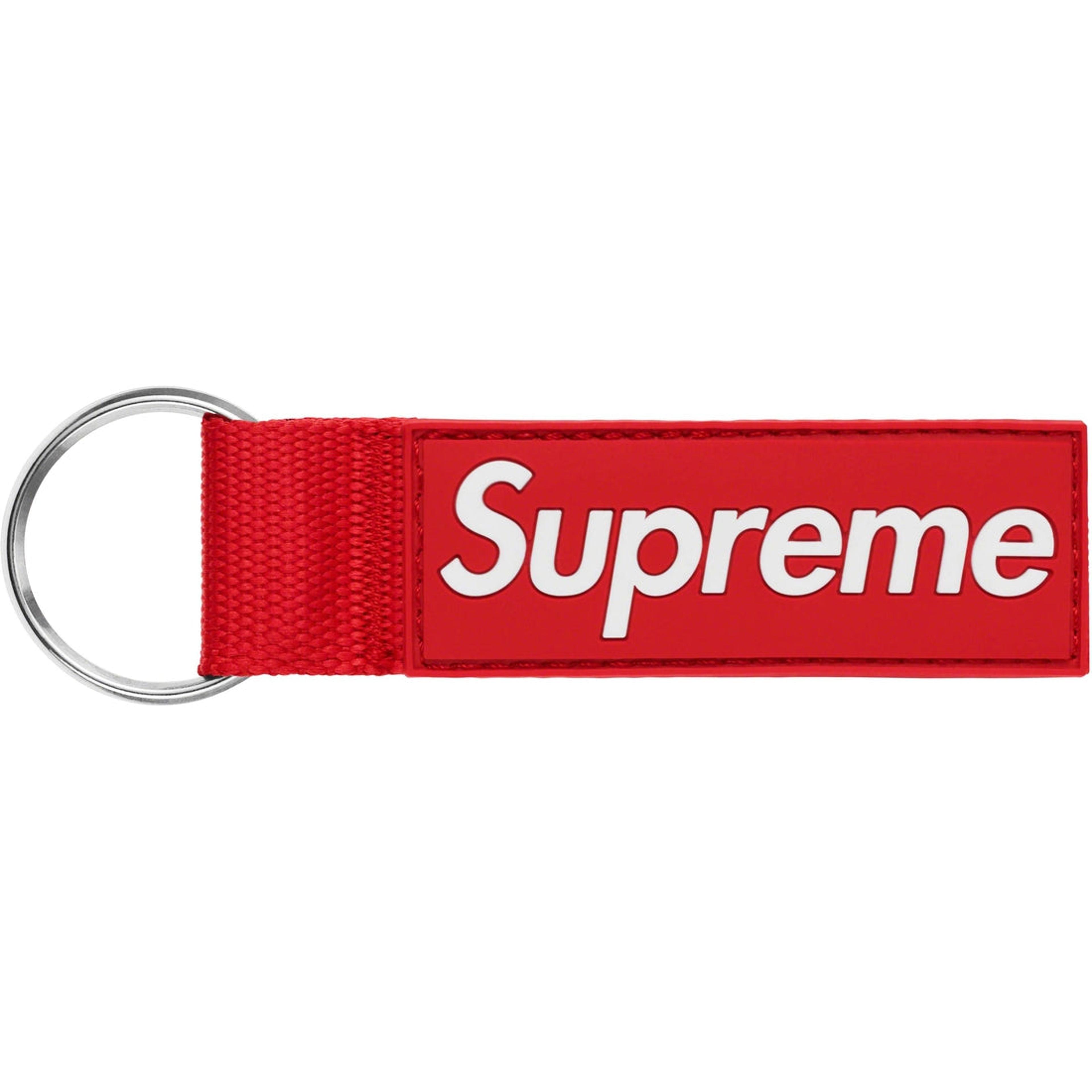 宅送] supreme webbing keychain RED