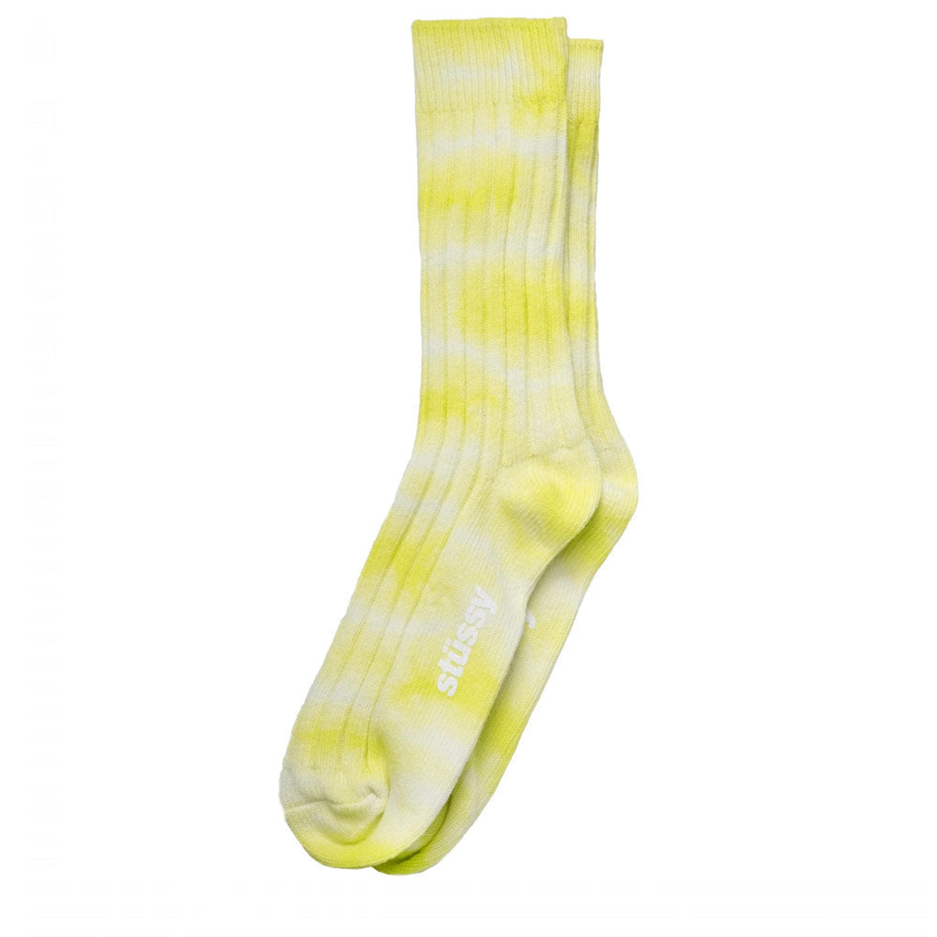 Dyed Ribbed Crew Socks 'Lime'