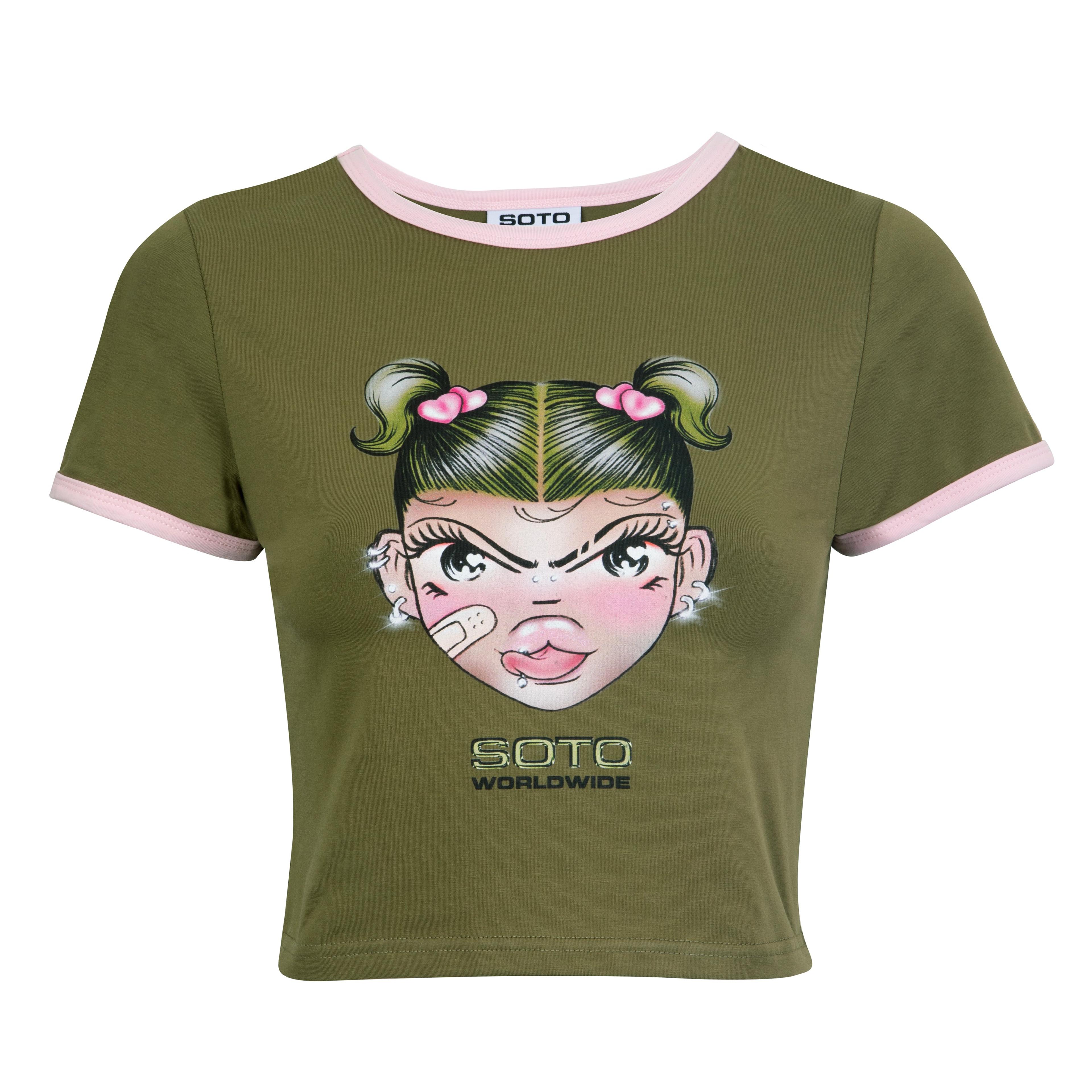 Alternate View 4 of Big Head Baby Tee Army/Pink