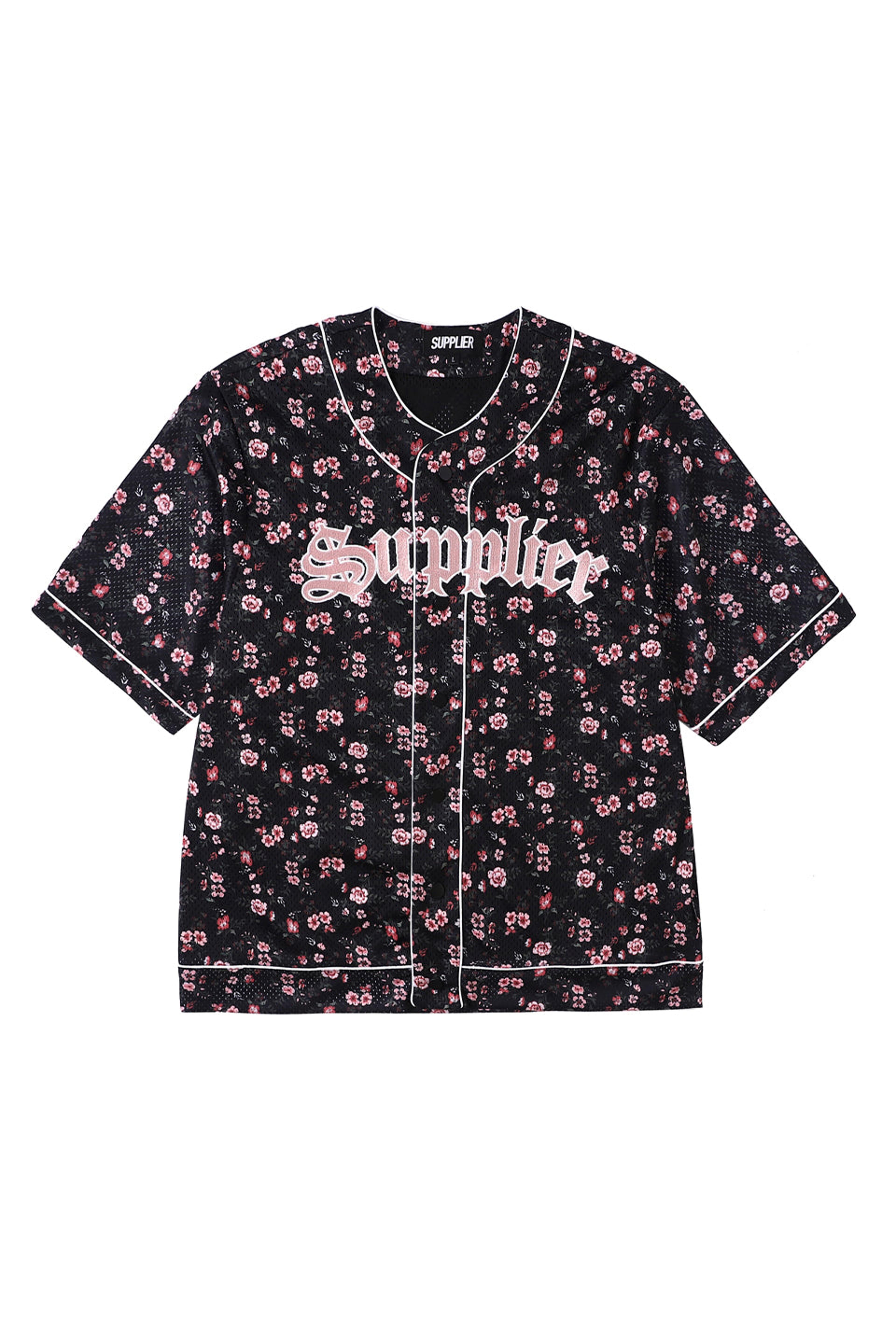 Flower Mesh Baseball Shirt