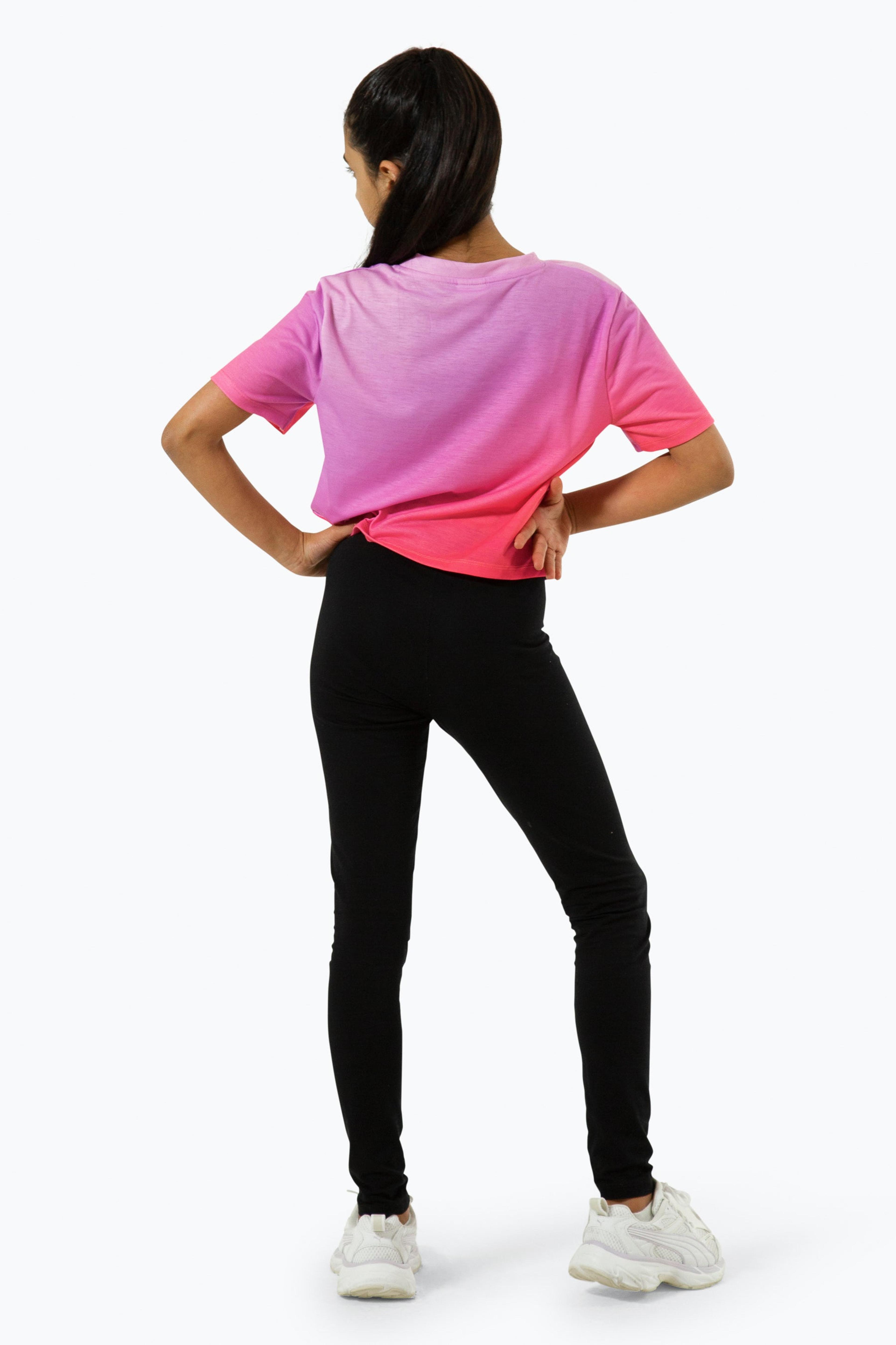 Alternate View 3 of HYPE GIRLS PINK FADE HOLOGRAPHIC SCRIPT CROPPED T-SHIRT