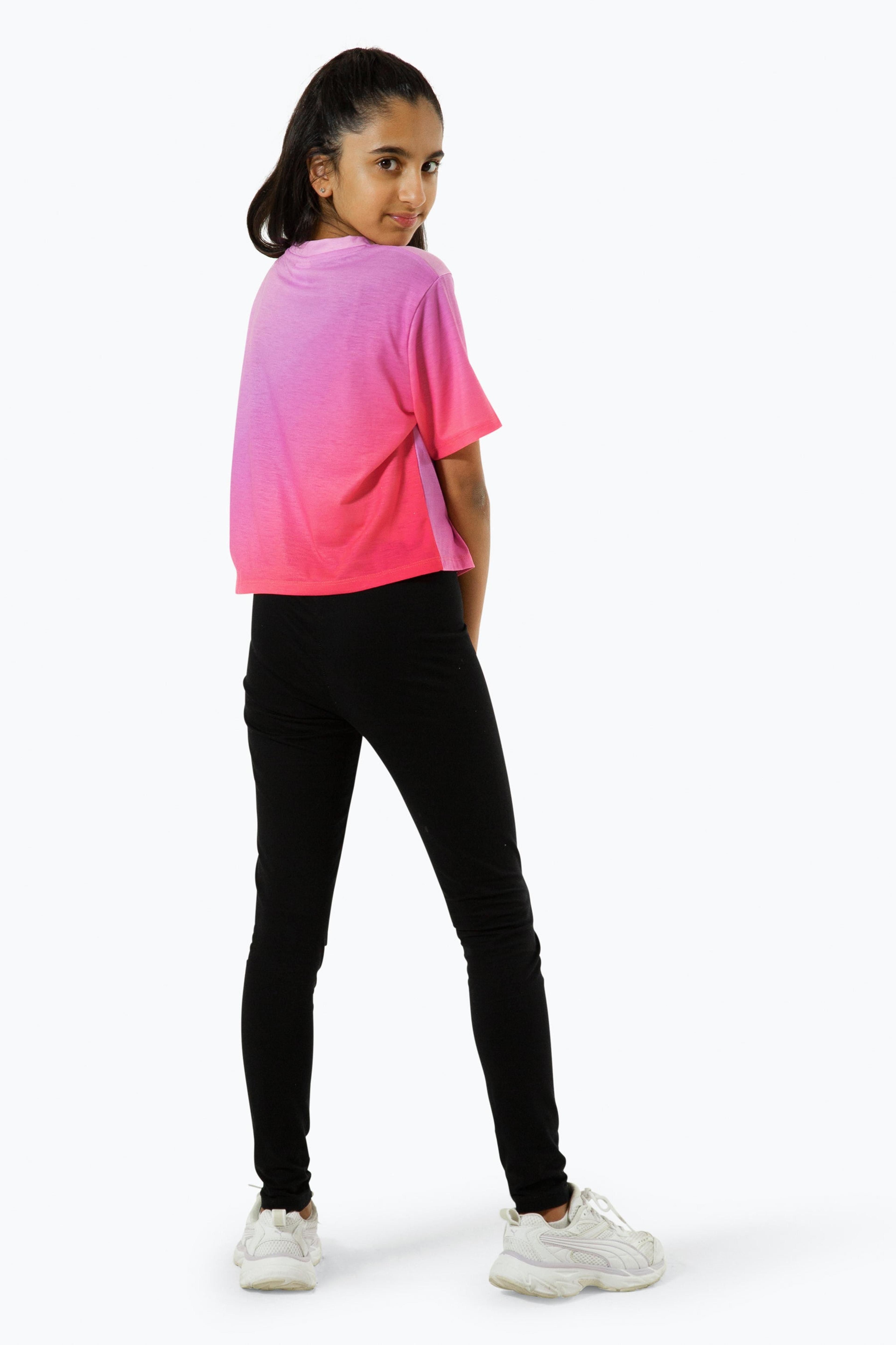 Alternate View 5 of HYPE GIRLS PINK FADE HOLOGRAPHIC SCRIPT CROPPED T-SHIRT