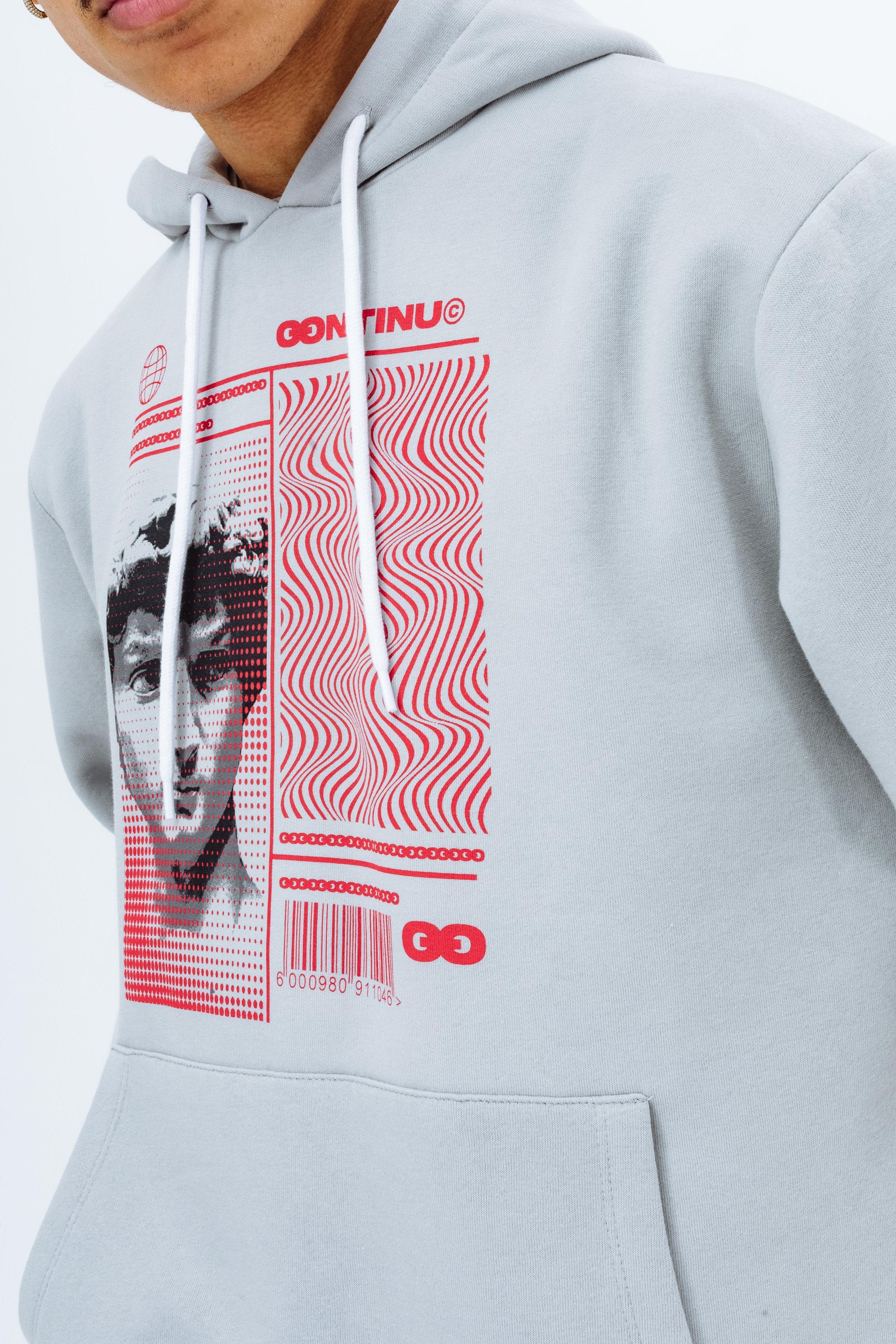 Alternate View 4 of CONTINU8 GREY GRAPHIC OVERSIZED HOODIE