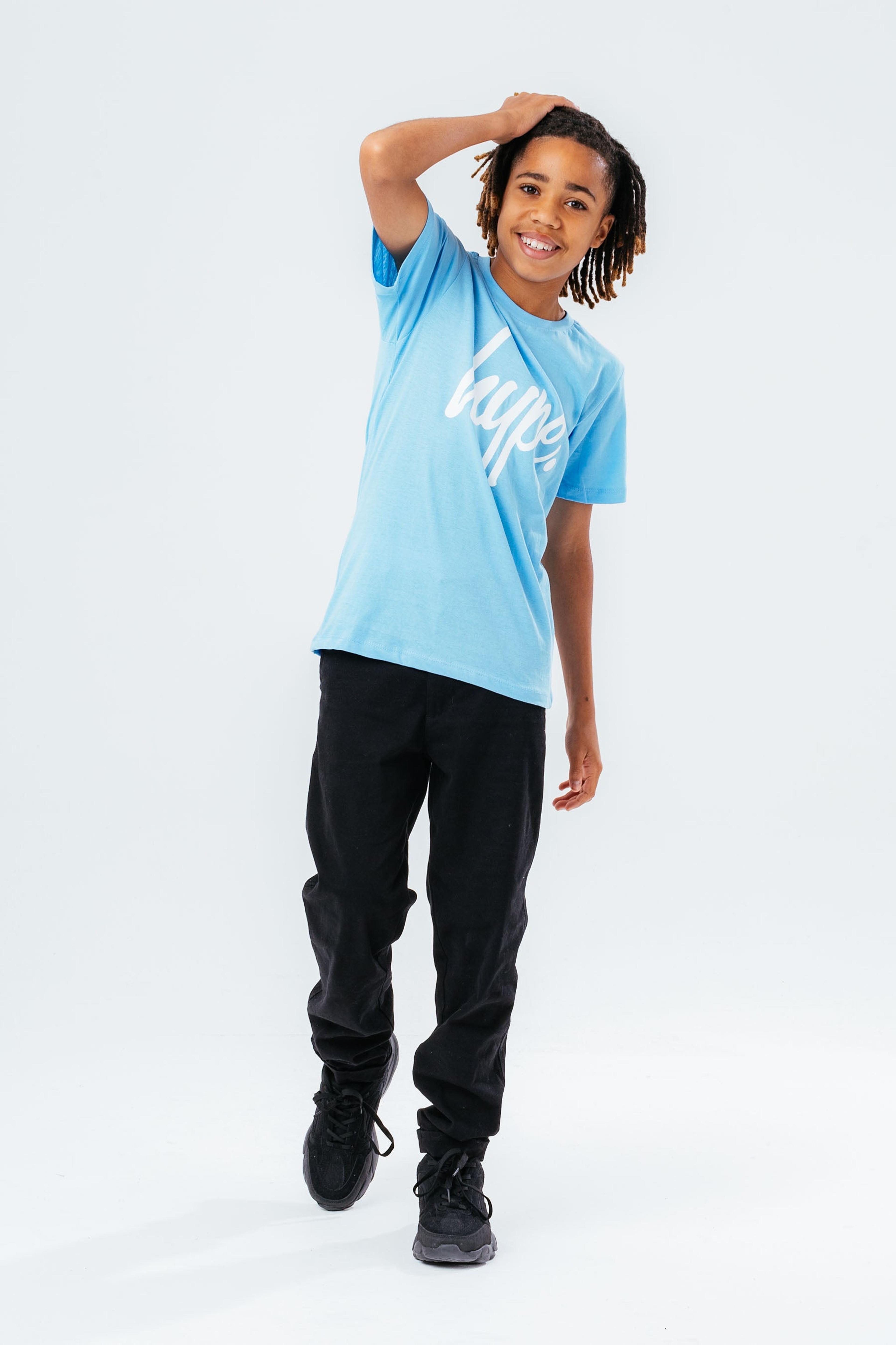 Alternate View 1 of HYPE WASHED BABY BLUE SCRIPT LOGO KIDS  T-SHIRT