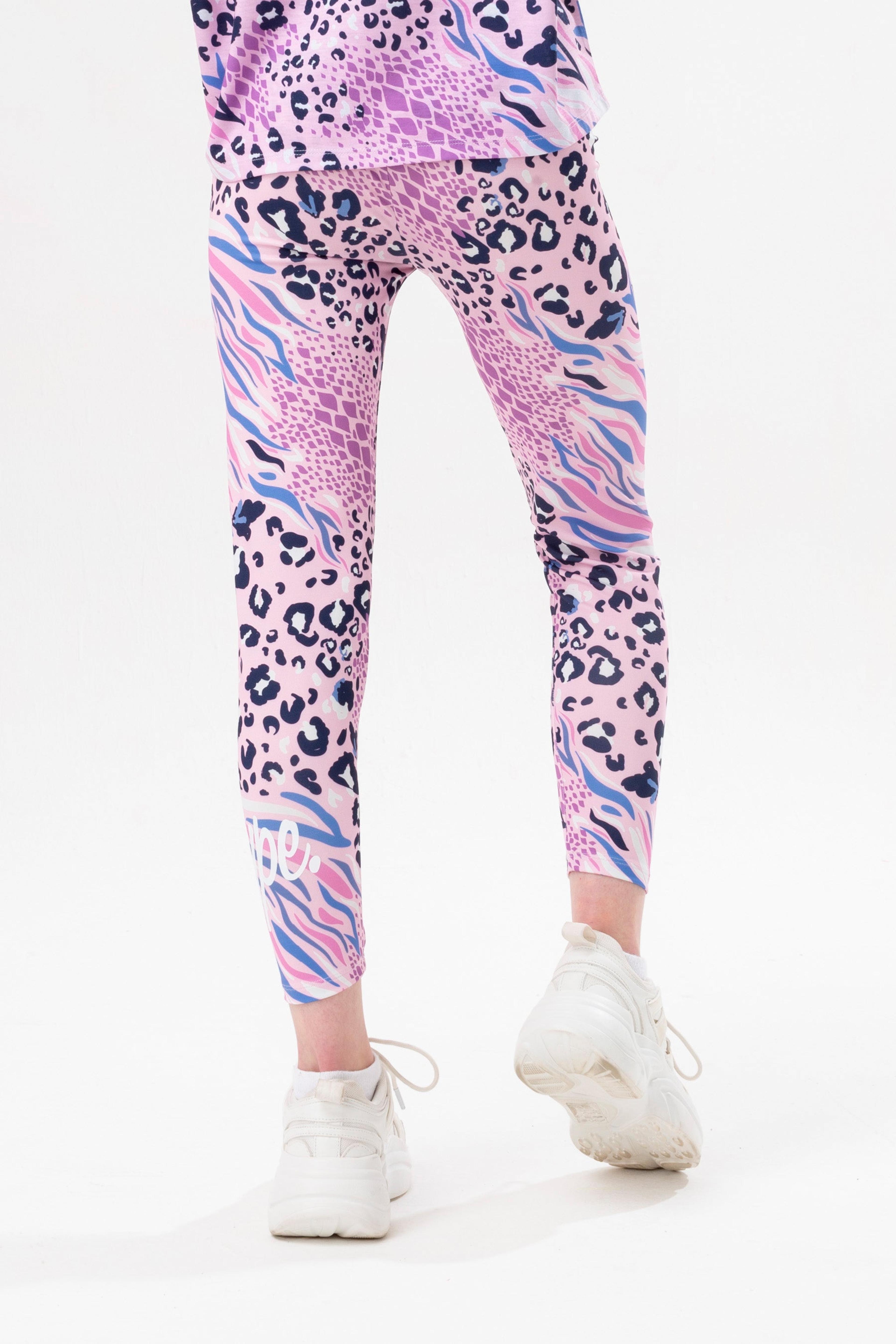 Alternate View 1 of HYPE GIRLS PINK ABSTRACT LEOPARD SCRIPT LEGGINGS