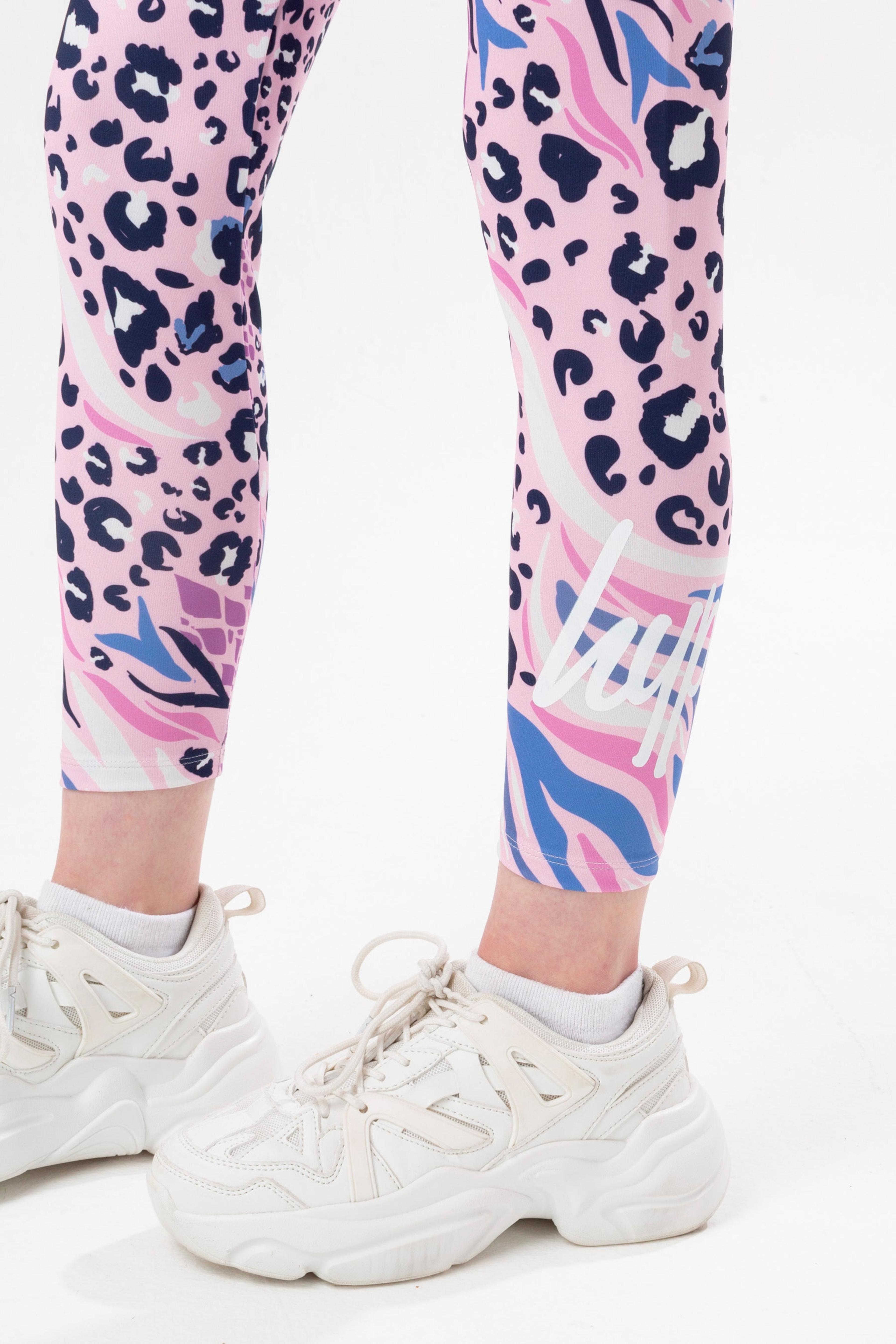 Alternate View 2 of HYPE GIRLS PINK ABSTRACT LEOPARD SCRIPT LEGGINGS