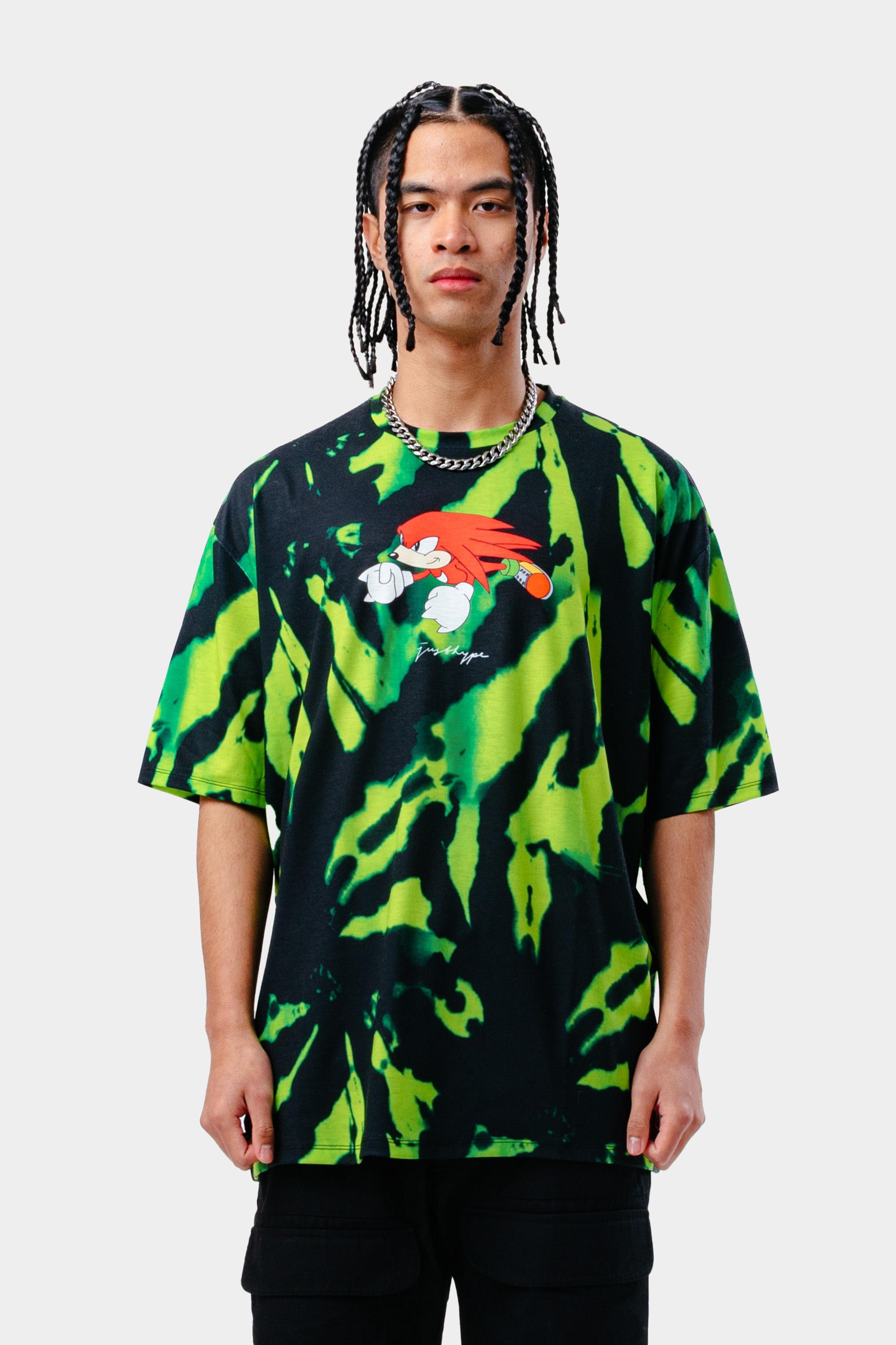 HYPE X SONIC ADULTS KNUCKLES GREEN BOXY T-SHIRT
