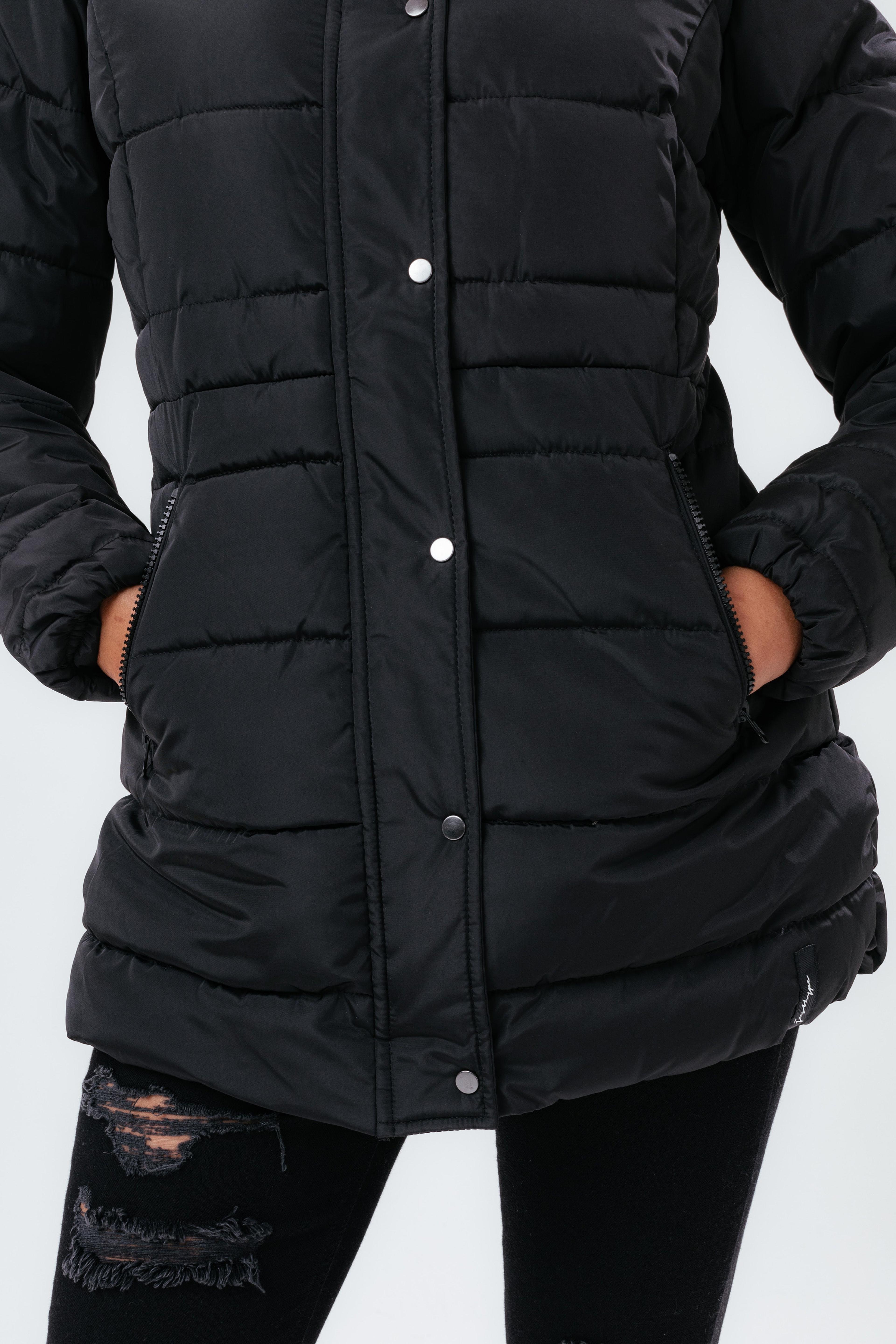 Alternate View 4 of HYPE BLACK MID LENGTH WOMEN'S PADDED COAT WITH FUR