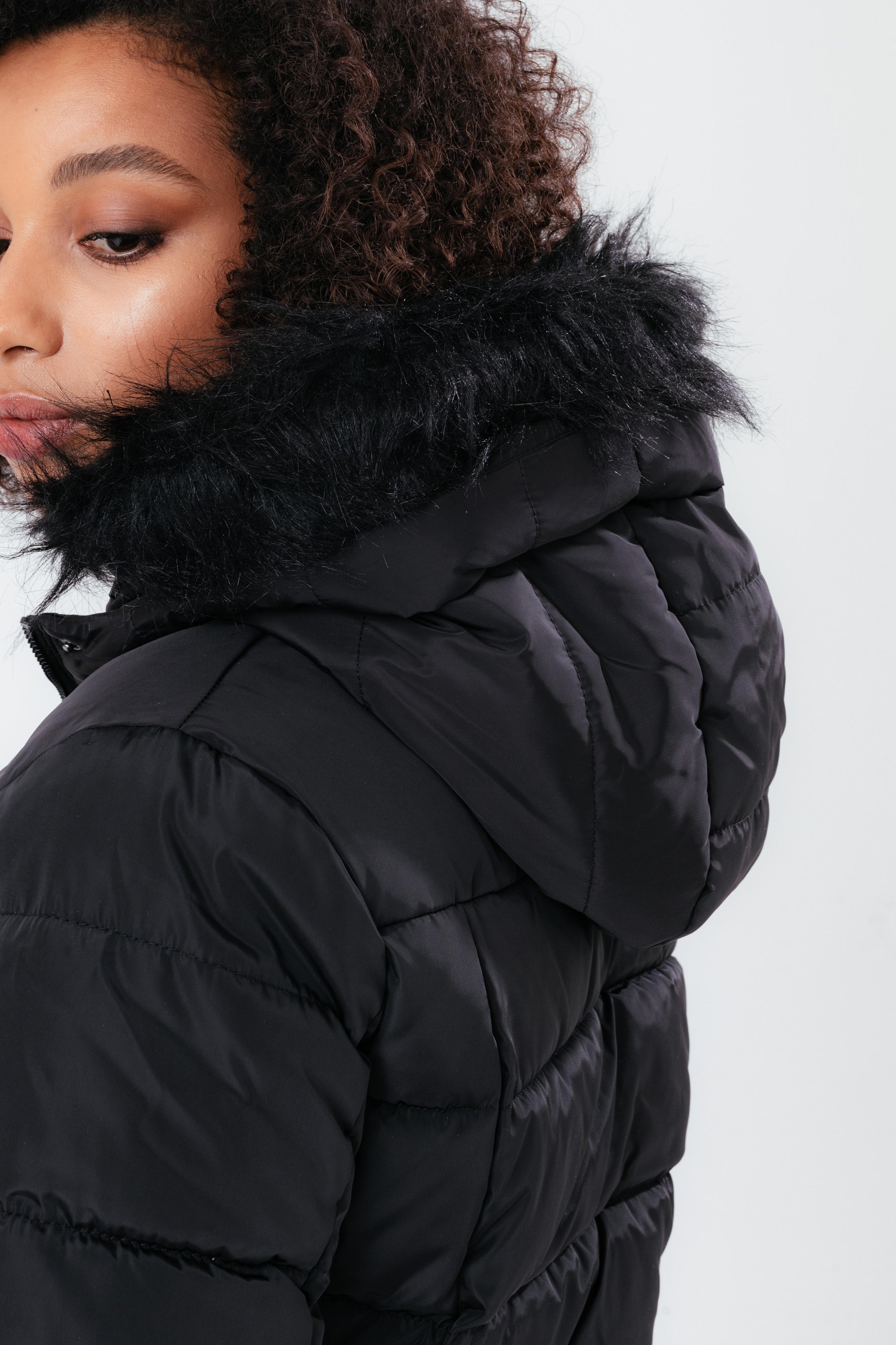 Alternate View 5 of HYPE BLACK MID LENGTH WOMEN'S PADDED COAT WITH FUR