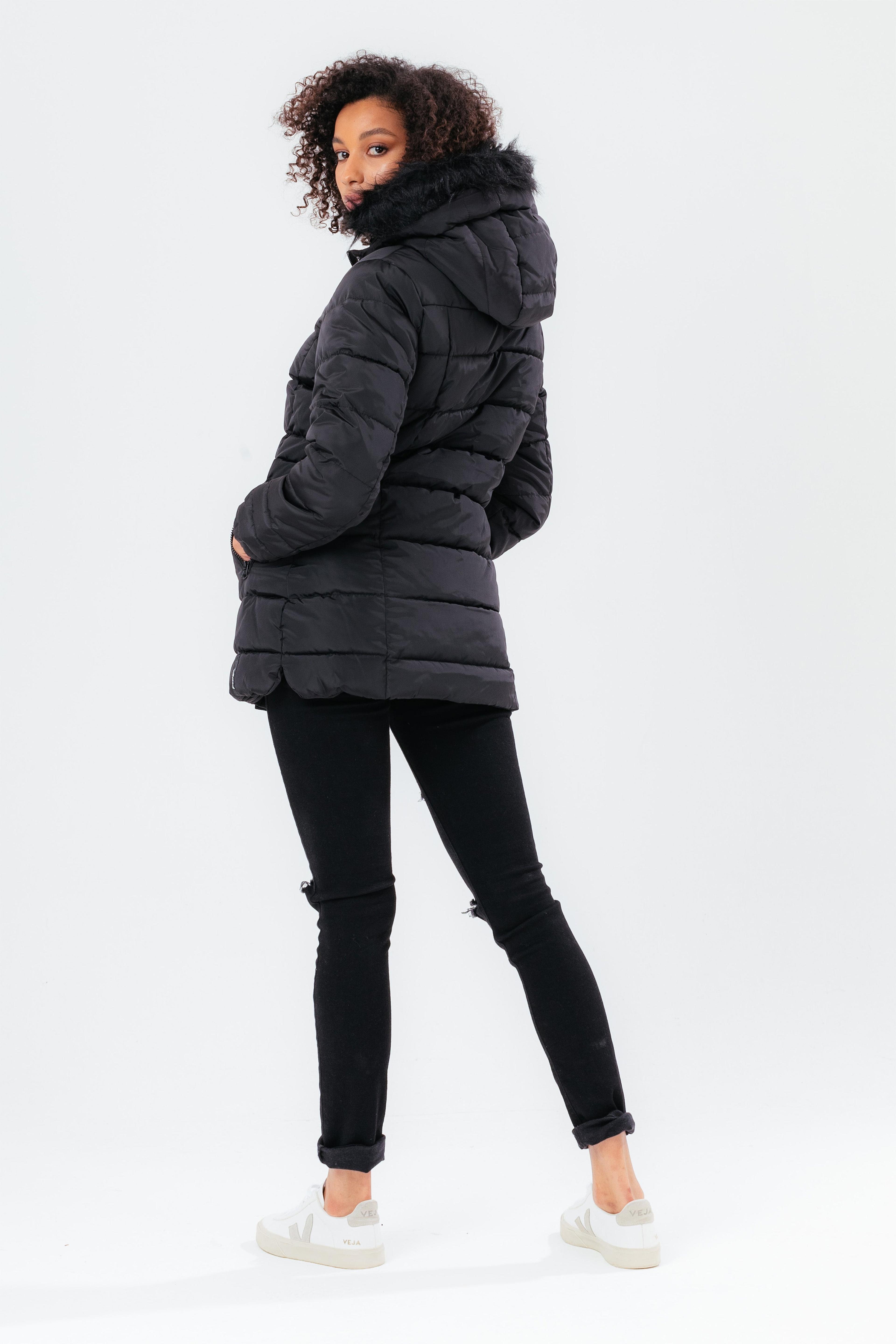 Alternate View 2 of HYPE BLACK MID LENGTH WOMEN'S PADDED COAT WITH FUR