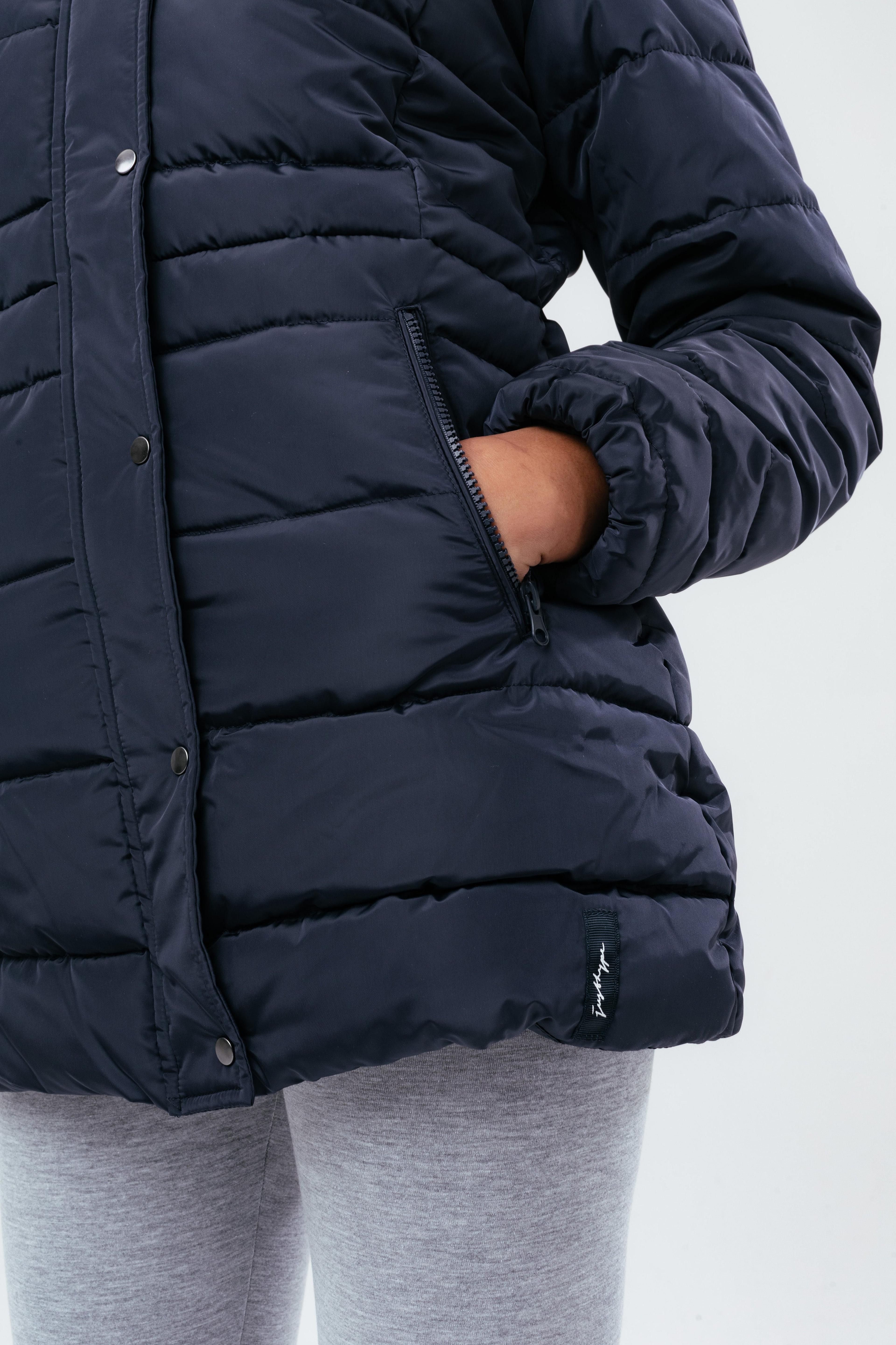 Alternate View 5 of HYPE NAVY MID LENGTH WOMEN'S PADDED COAT WITH FUR