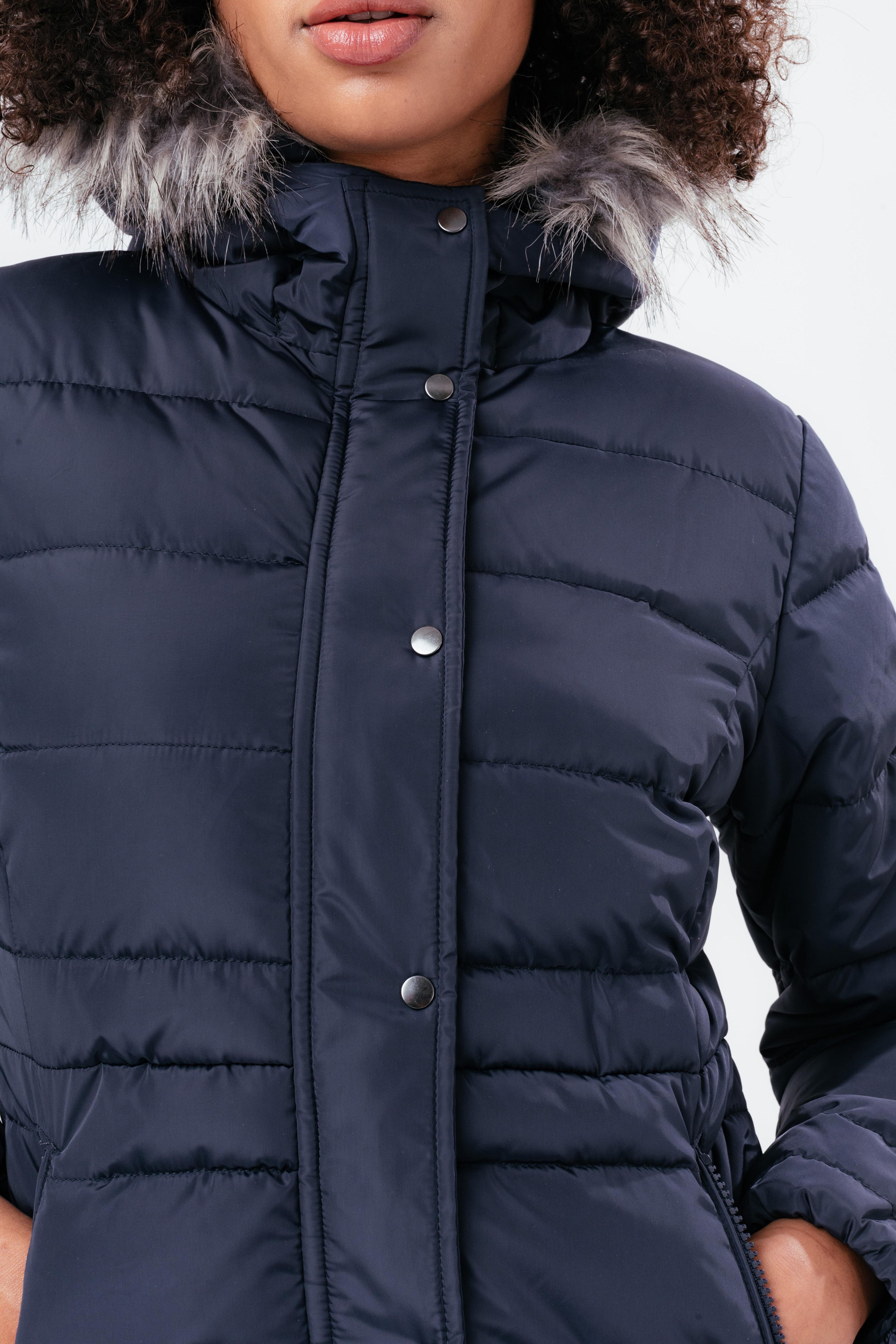 Alternate View 3 of HYPE NAVY SHORT LENGTH WOMEN'S PADDED COAT WITH FUR