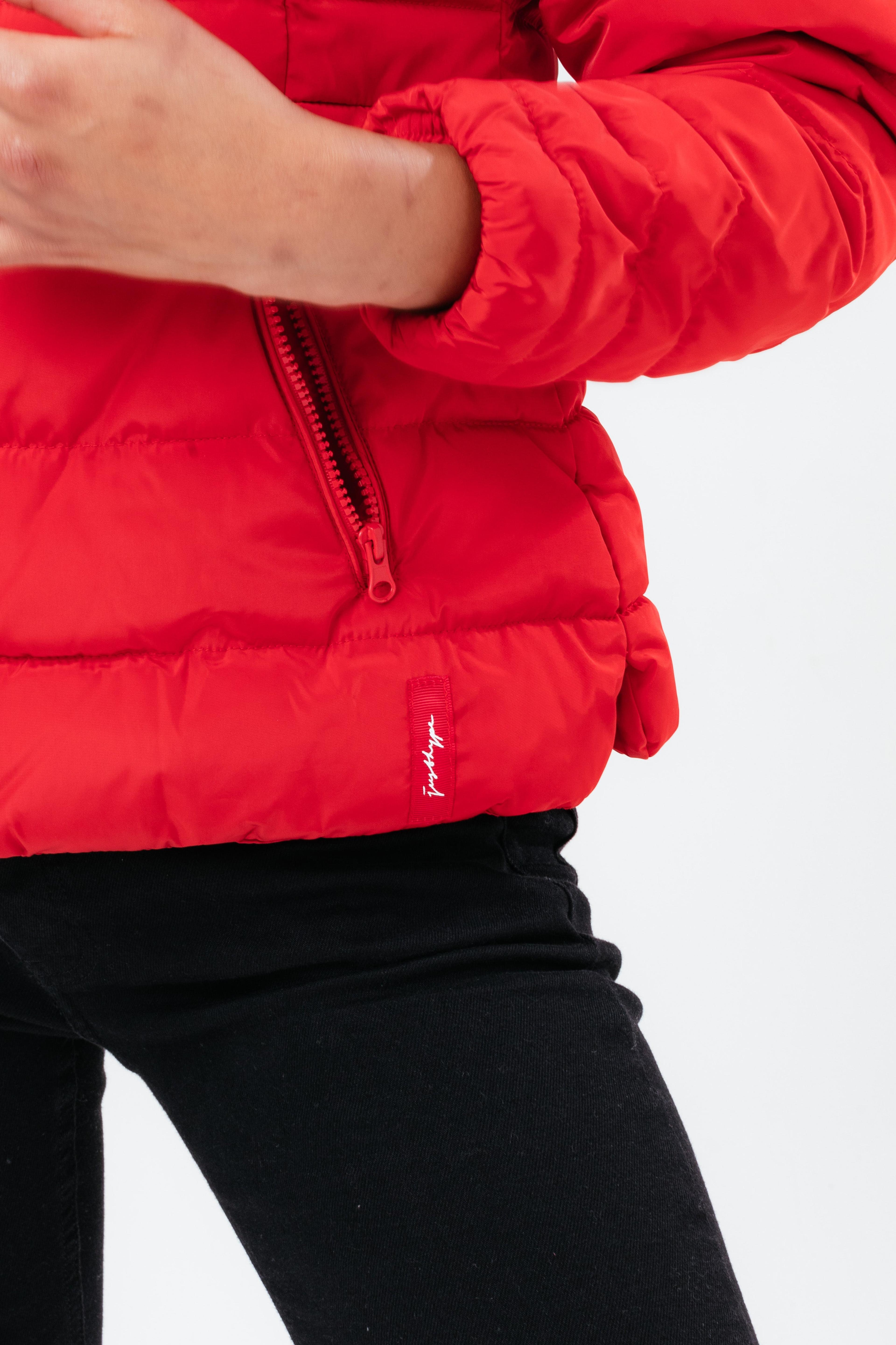 Alternate View 4 of HYPE RED SHORT LENGTH WOMEN'S PADDED COAT WITH FUR