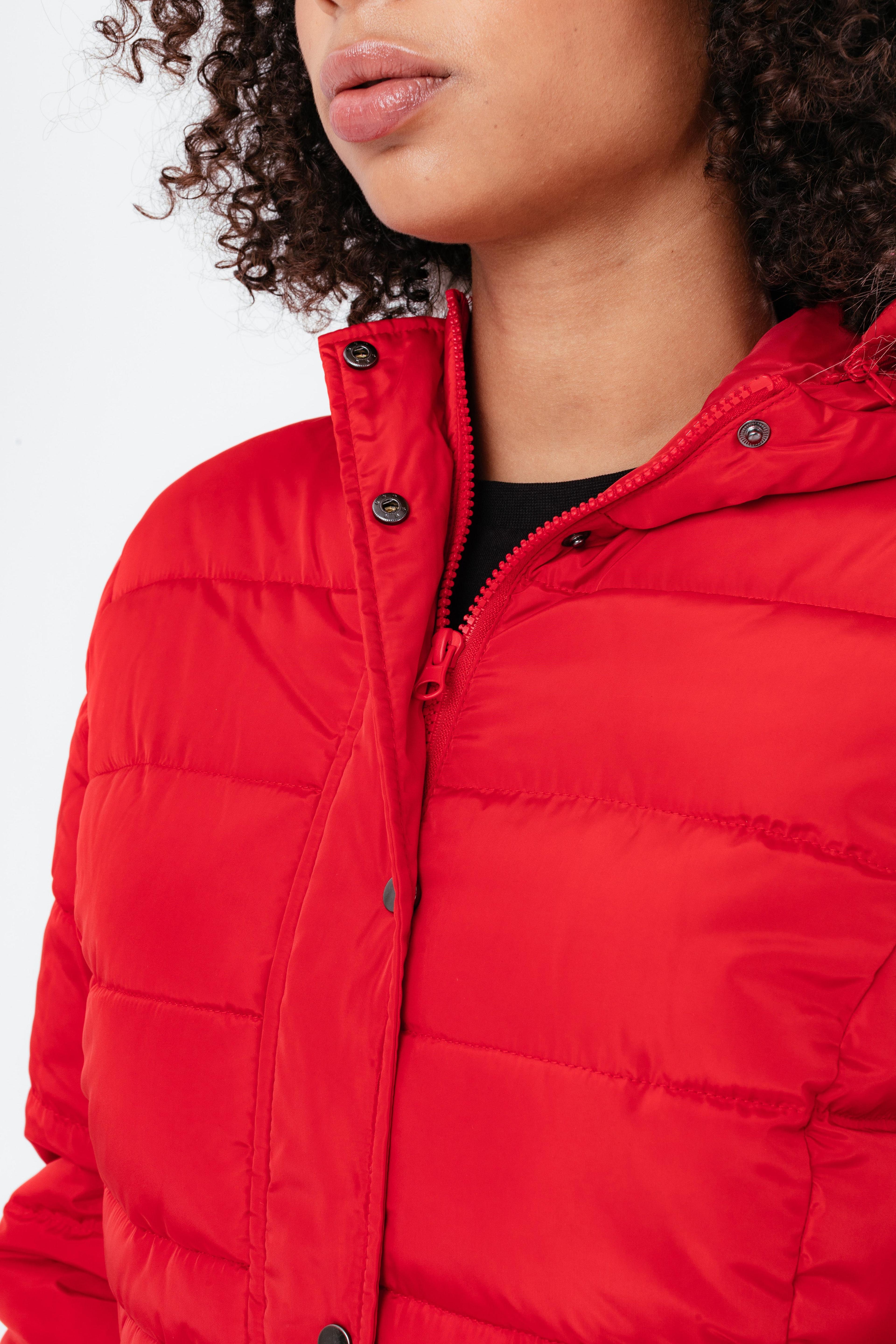 Alternate View 7 of HYPE RED SHORT LENGTH WOMEN'S PADDED COAT WITH FUR