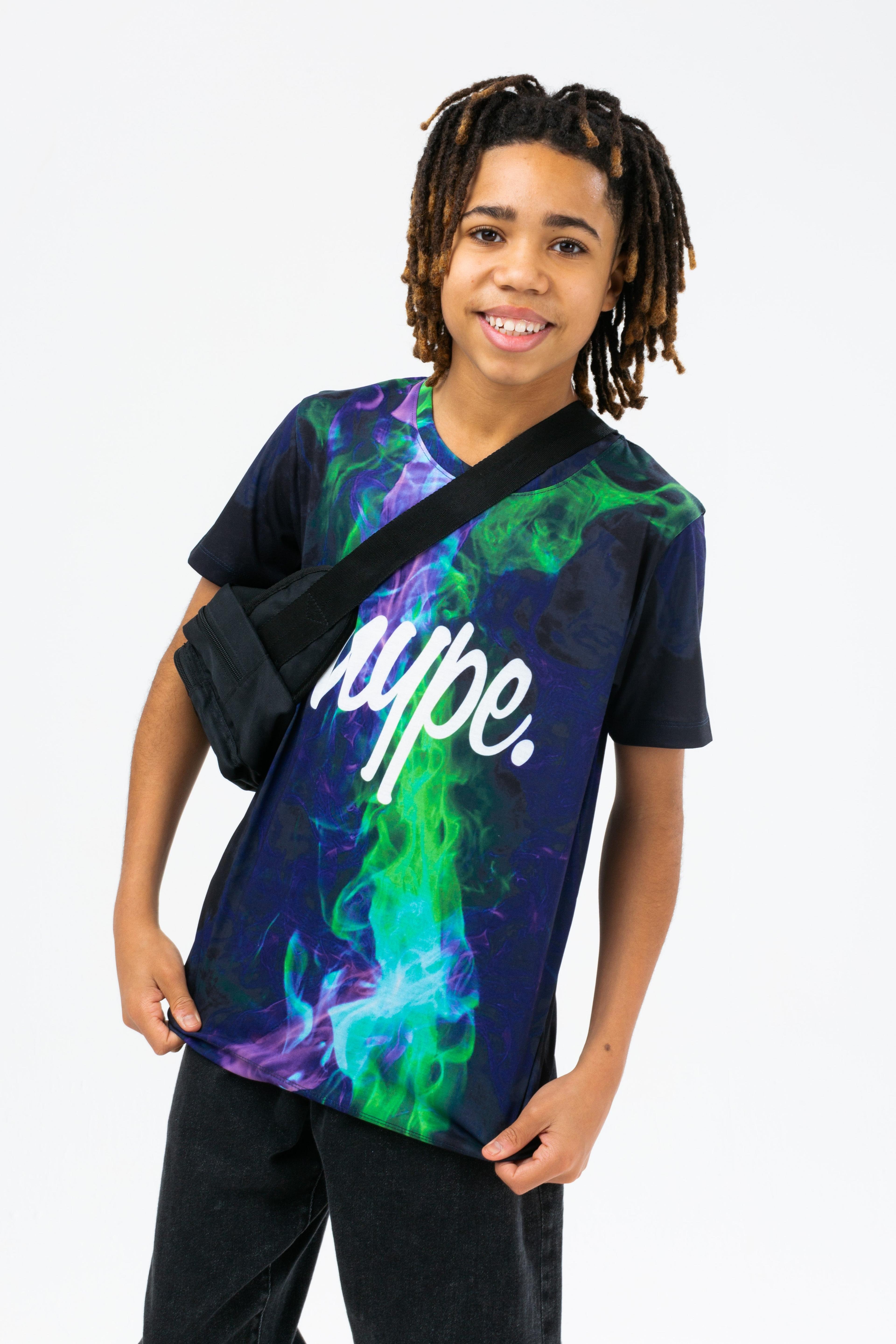 Alternate View 1 of HYPE BOYS GREEN FLAME FADE SCRIPT T-SHIRT THREE PACK
