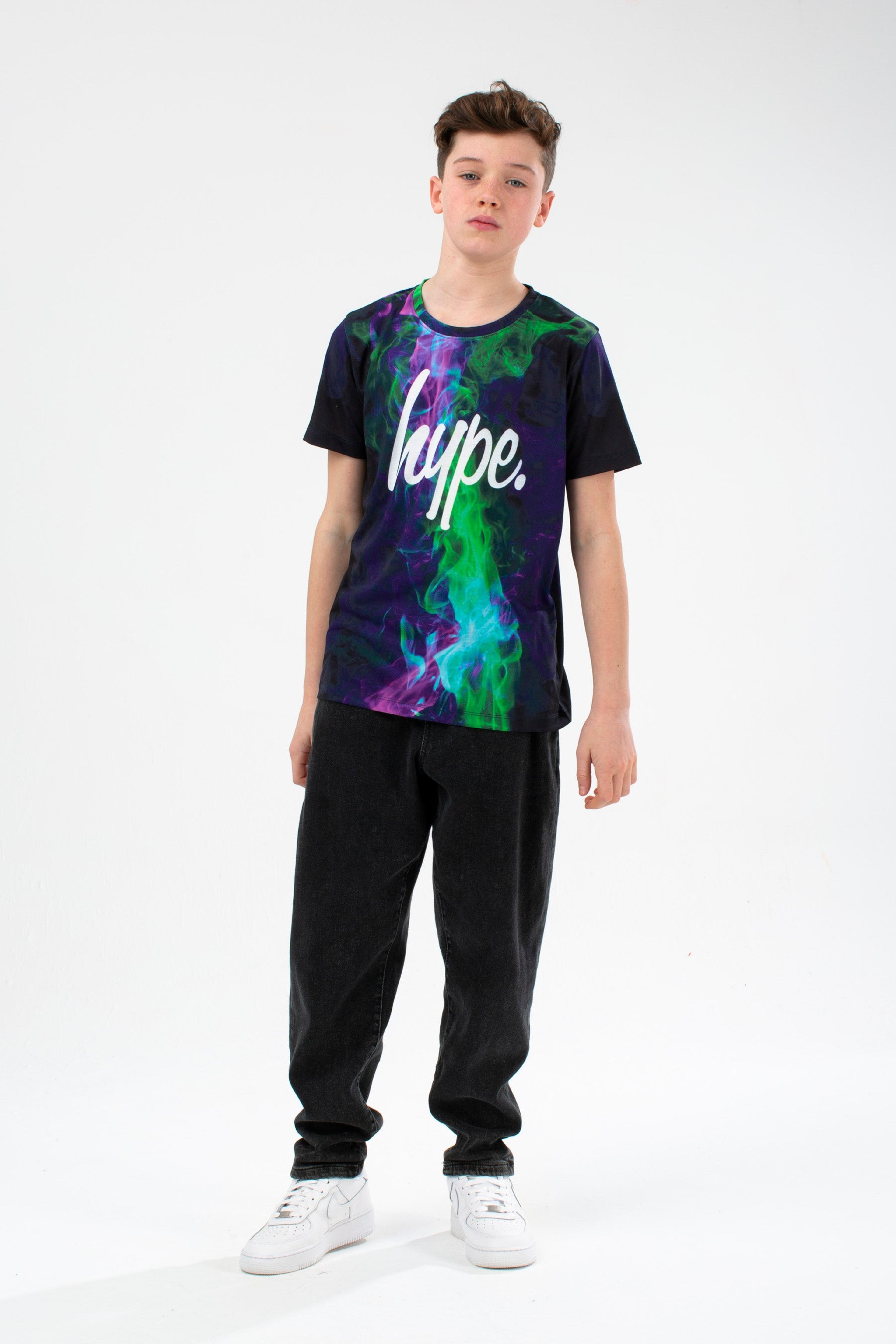 Alternate View 7 of HYPE BOYS GREEN FLAME FADE SCRIPT T-SHIRT THREE PACK