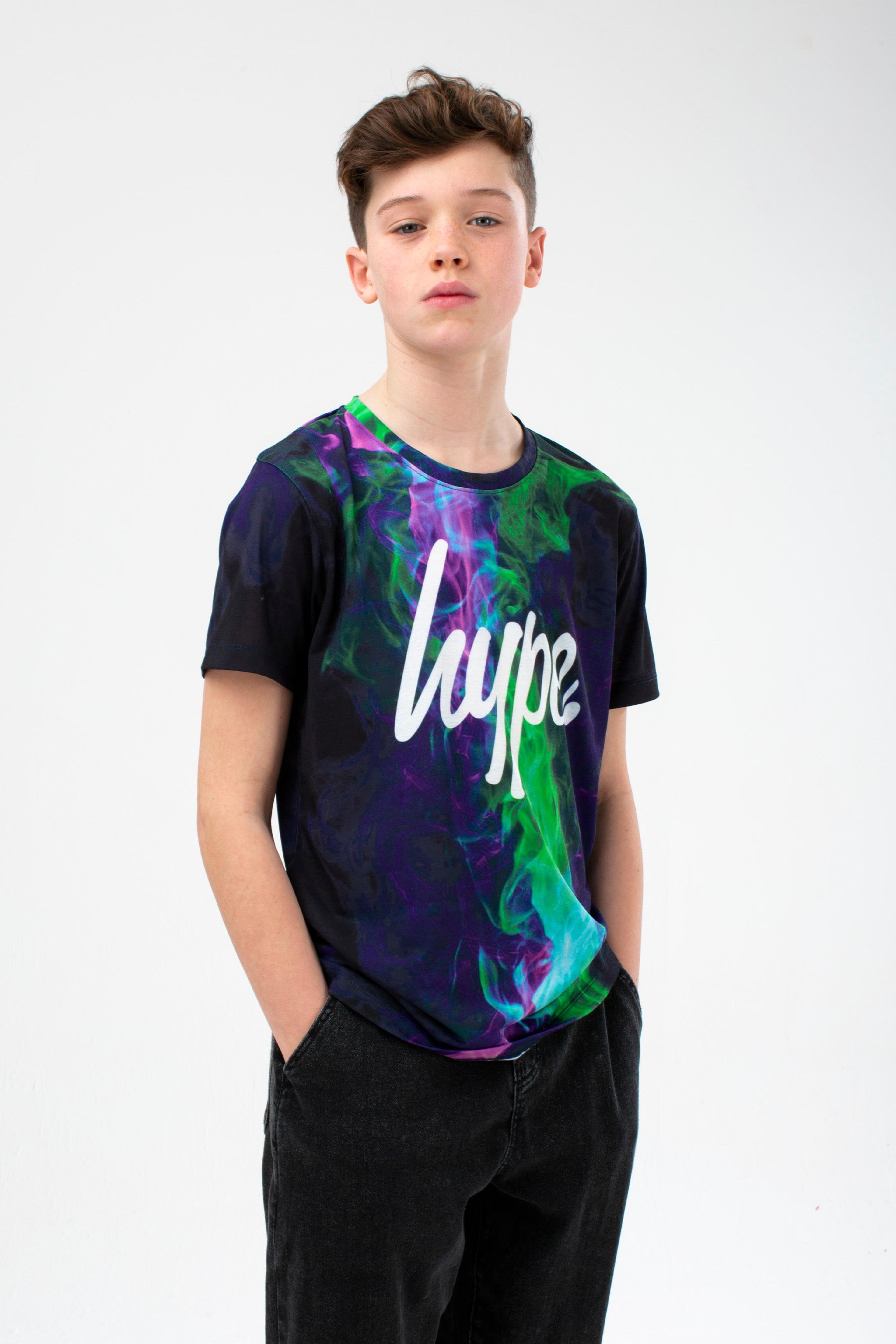 Alternate View 4 of HYPE BOYS GREEN FLAME FADE SCRIPT T-SHIRT THREE PACK