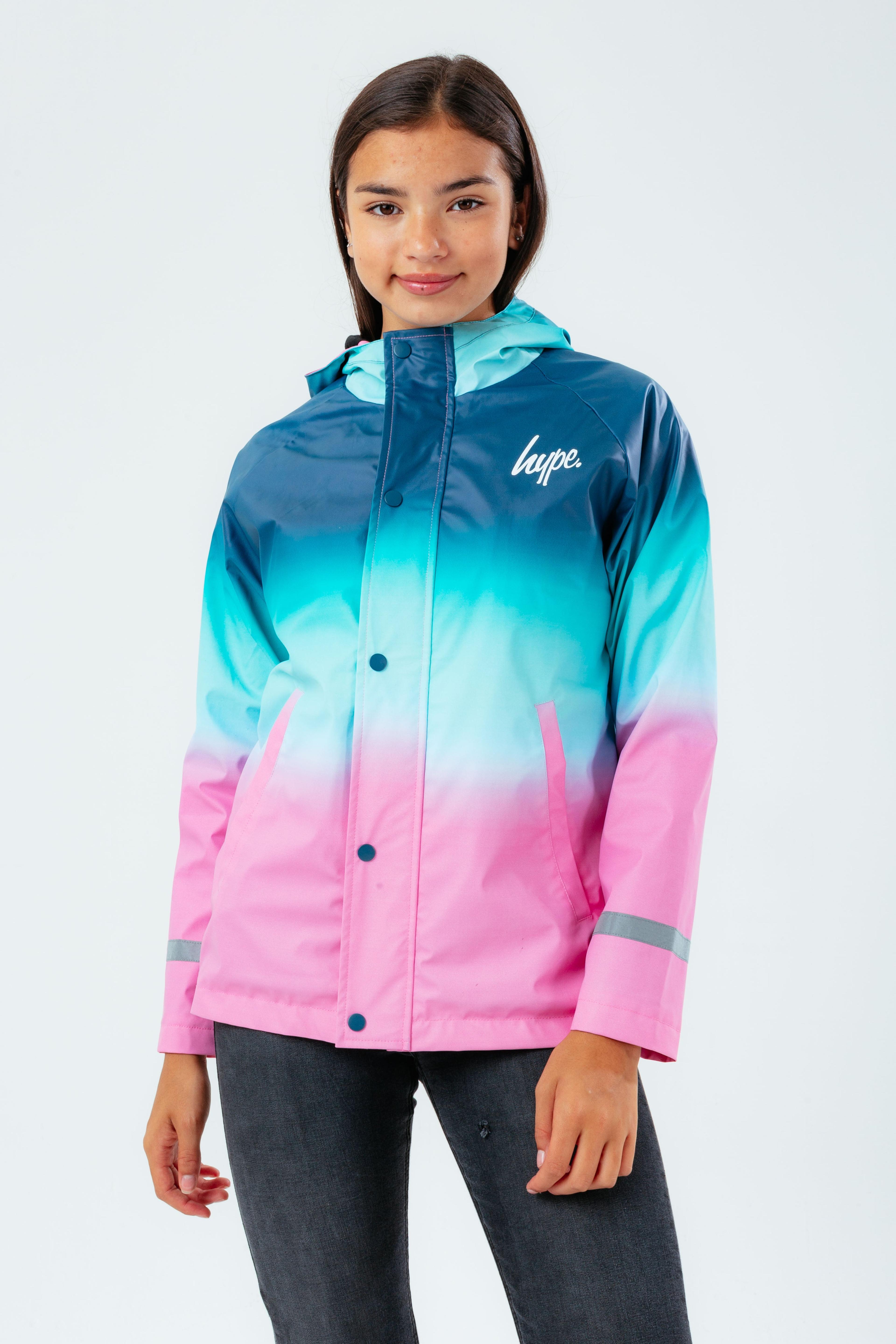 Alternate View 6 of HYPE TEAL TO PINK FADE GIRLS RAIN COAT
