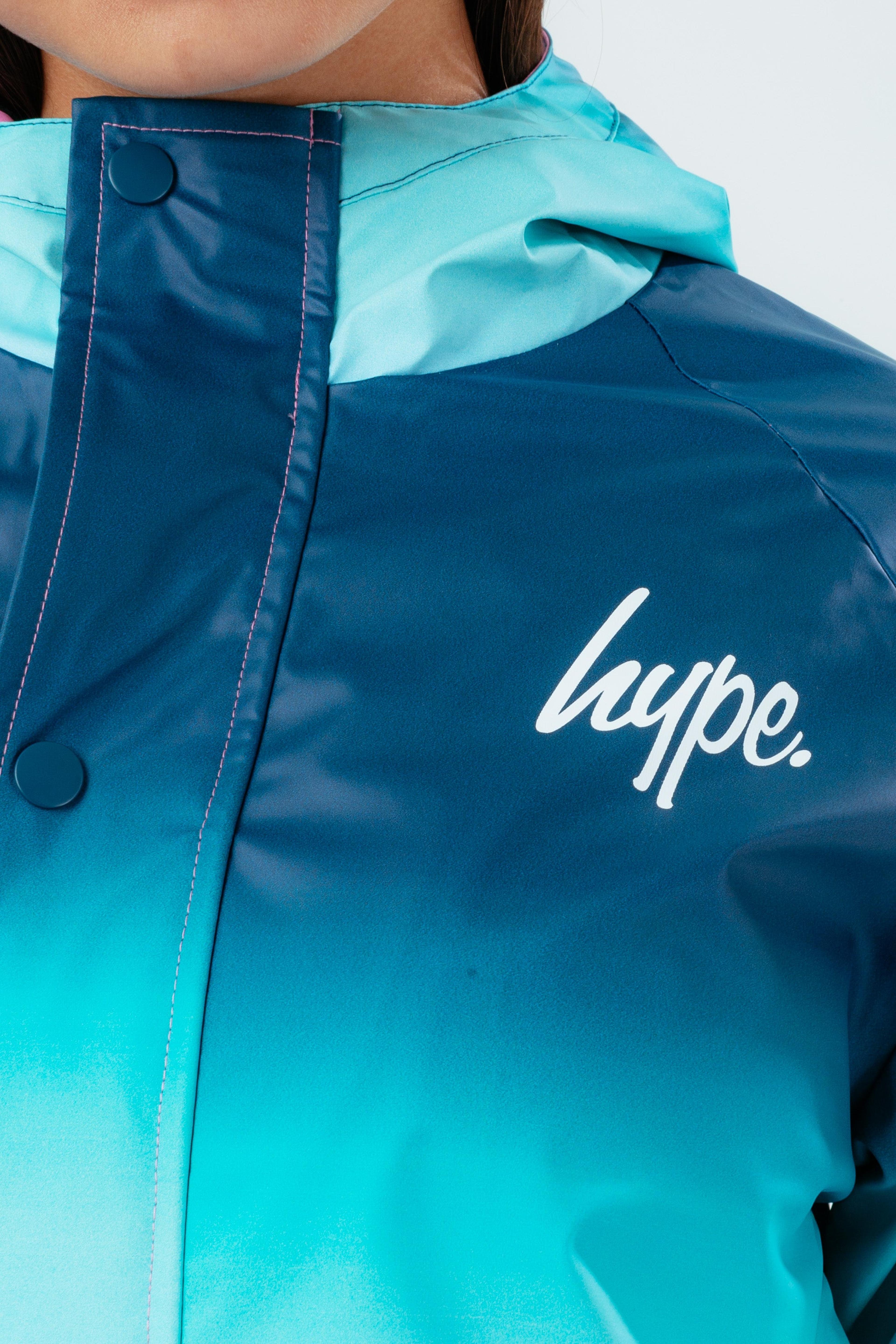 Alternate View 8 of HYPE TEAL TO PINK FADE GIRLS RAIN COAT