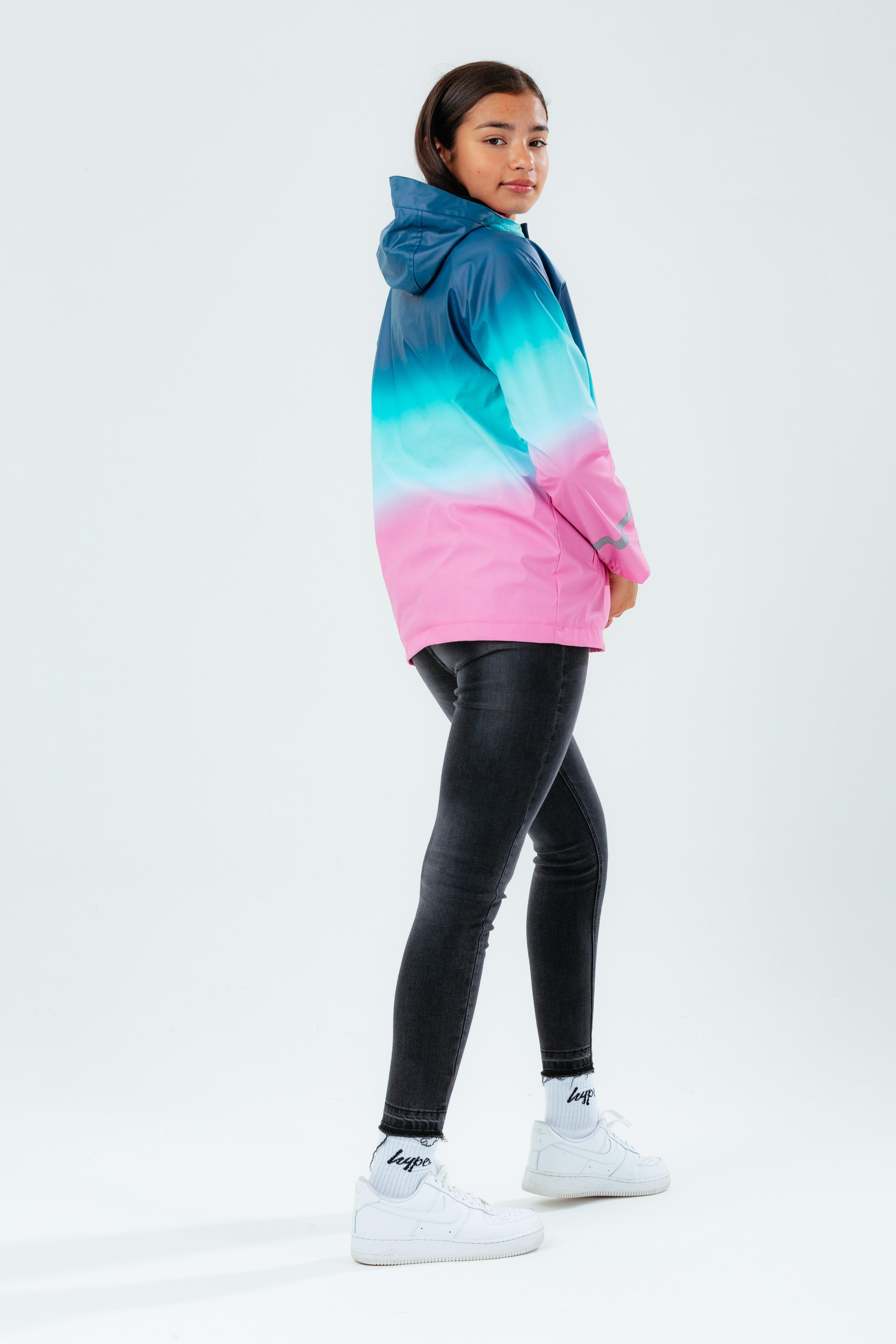 Alternate View 7 of HYPE TEAL TO PINK FADE GIRLS RAIN COAT