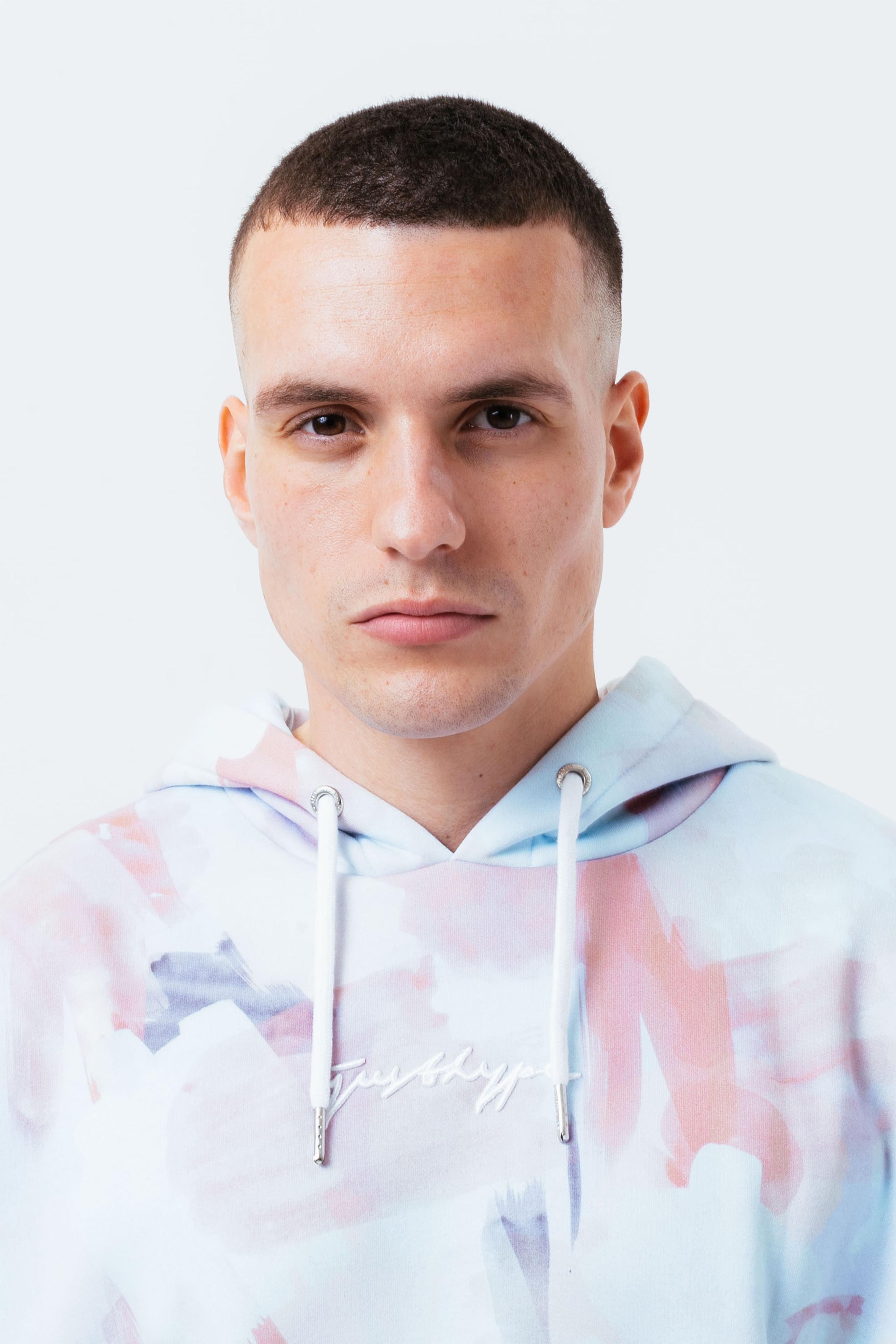 Alternate View 3 of HYPE BLUE WATERCOLOUR MEN'S OVERSIZED PULLOVER HOODIE