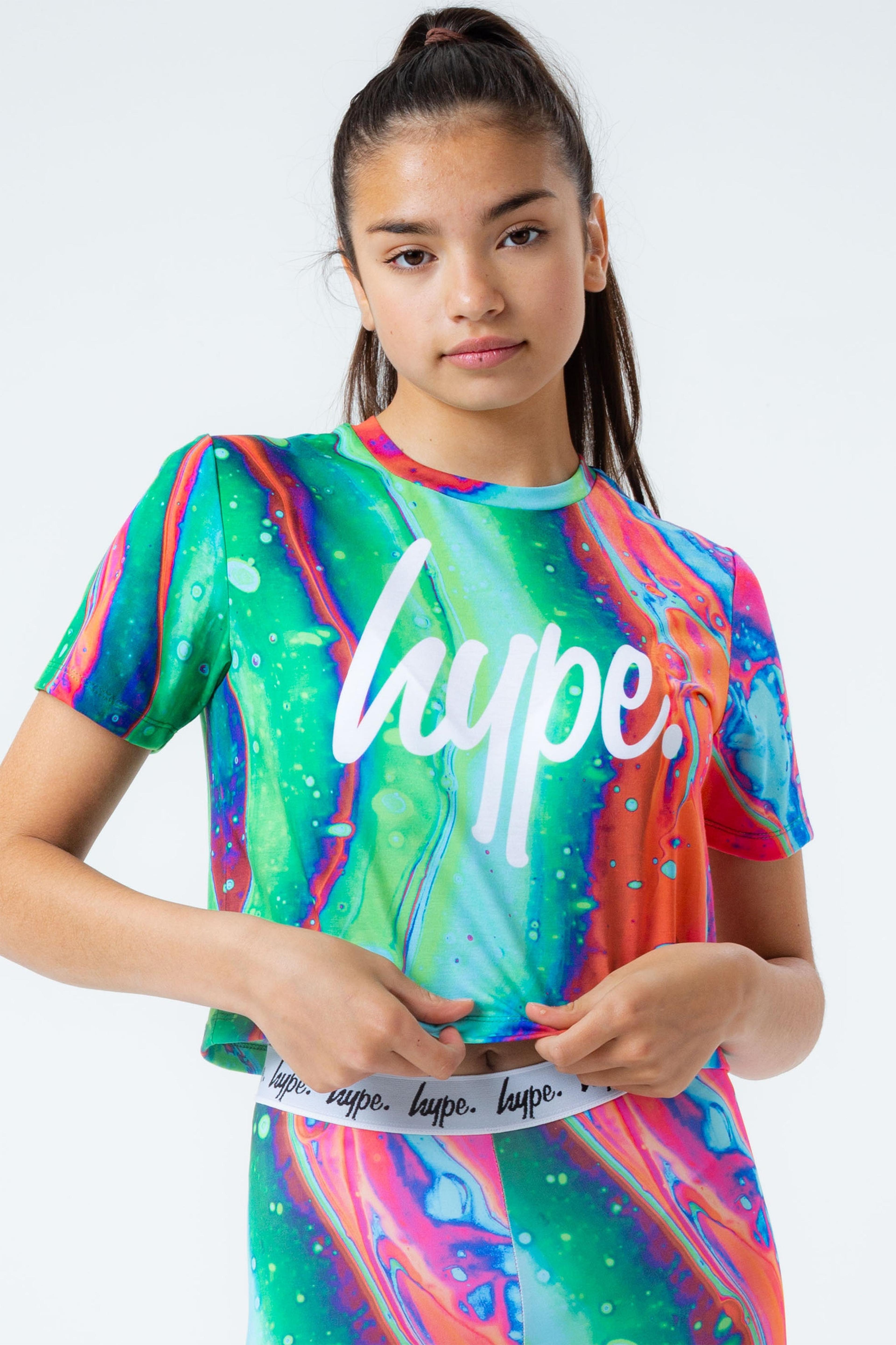 Alternate View 3 of HYPE CORAL MARBLE GIRLS CROP T-SHIRT