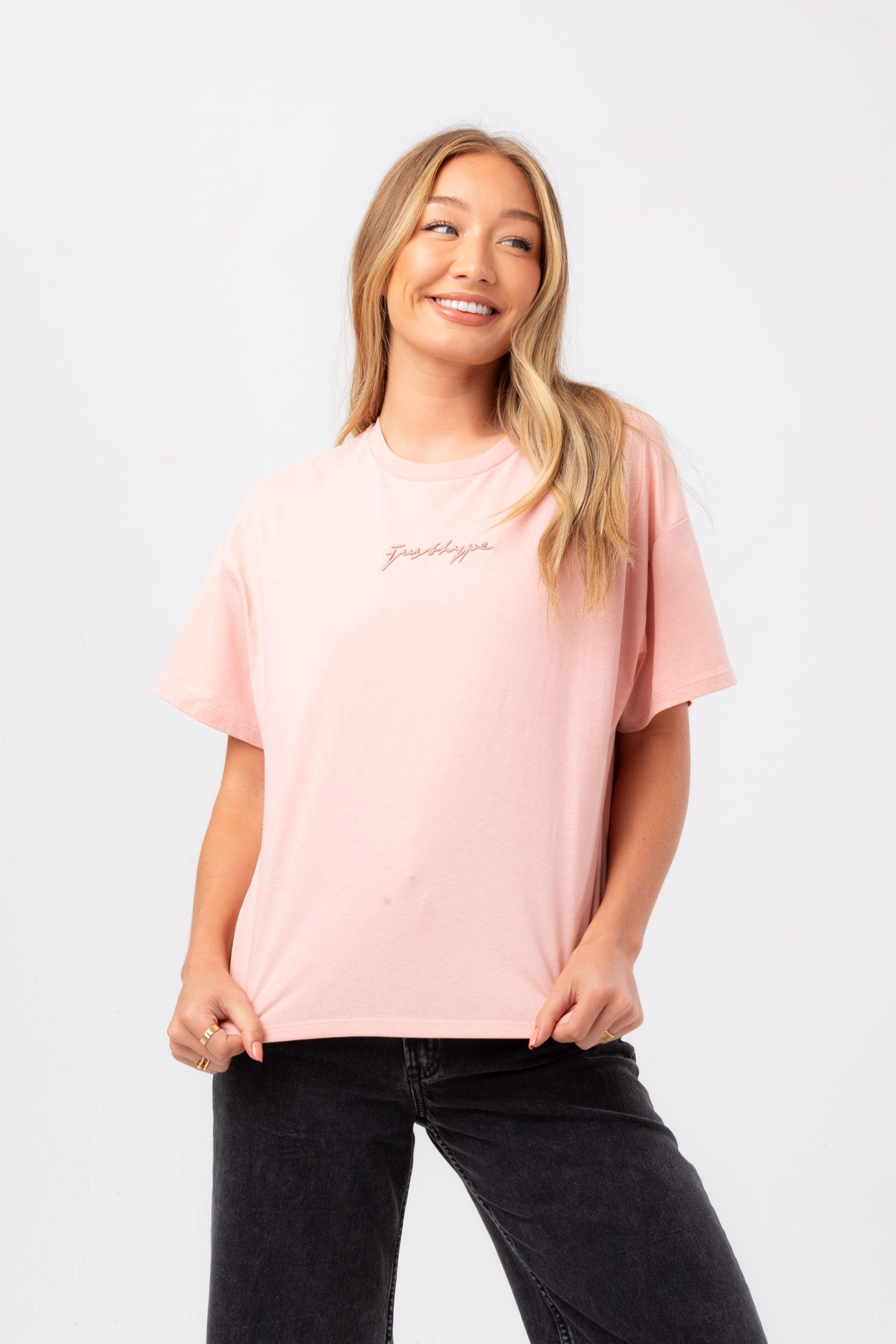 Alternate View 4 of HYPE WOMENS ROSE SCRIBBLE EMBROIDERY BOXY T-SHIRT