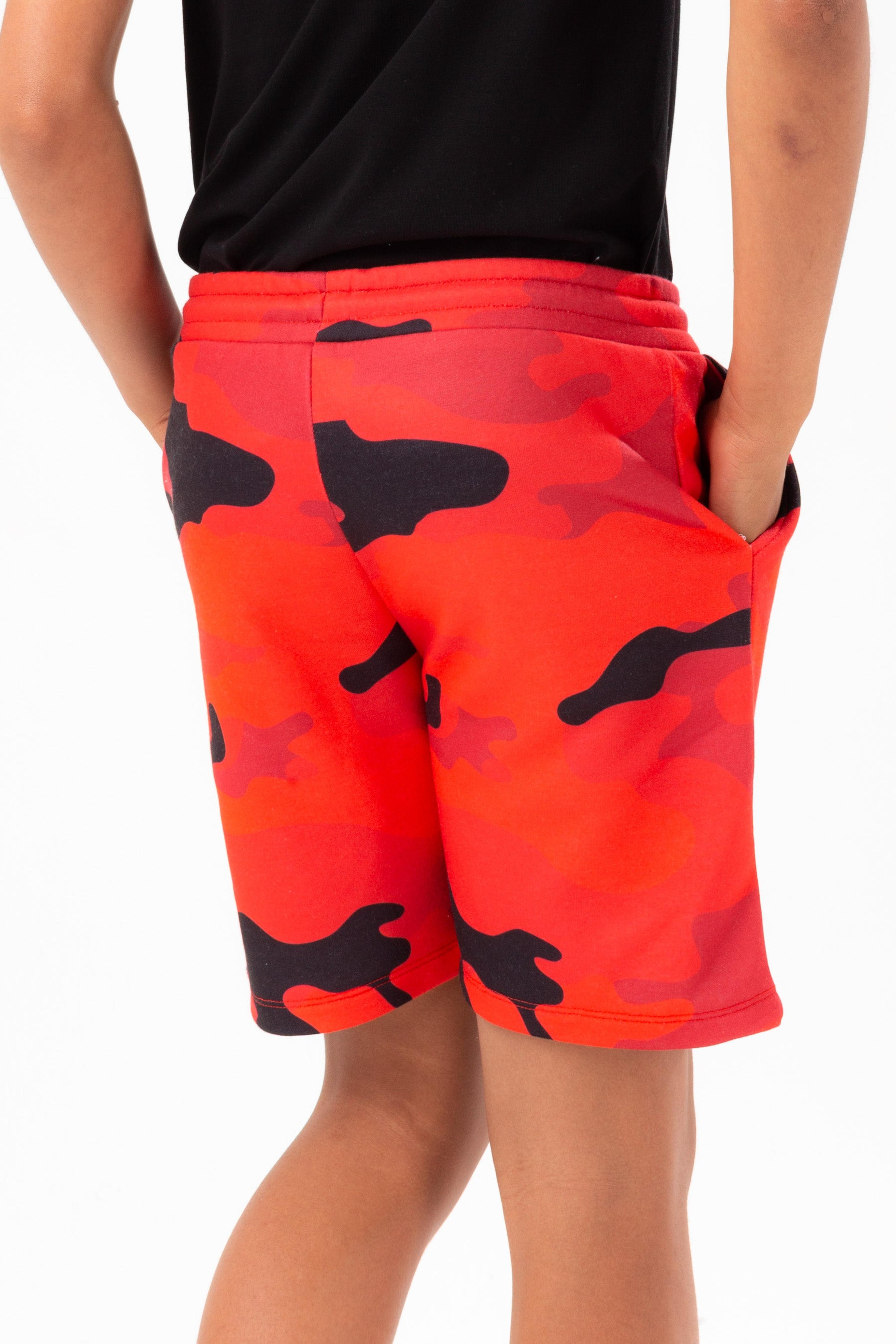 Alternate View 1 of HYPE BOYS RED CAMO SCRIPT SHORTS