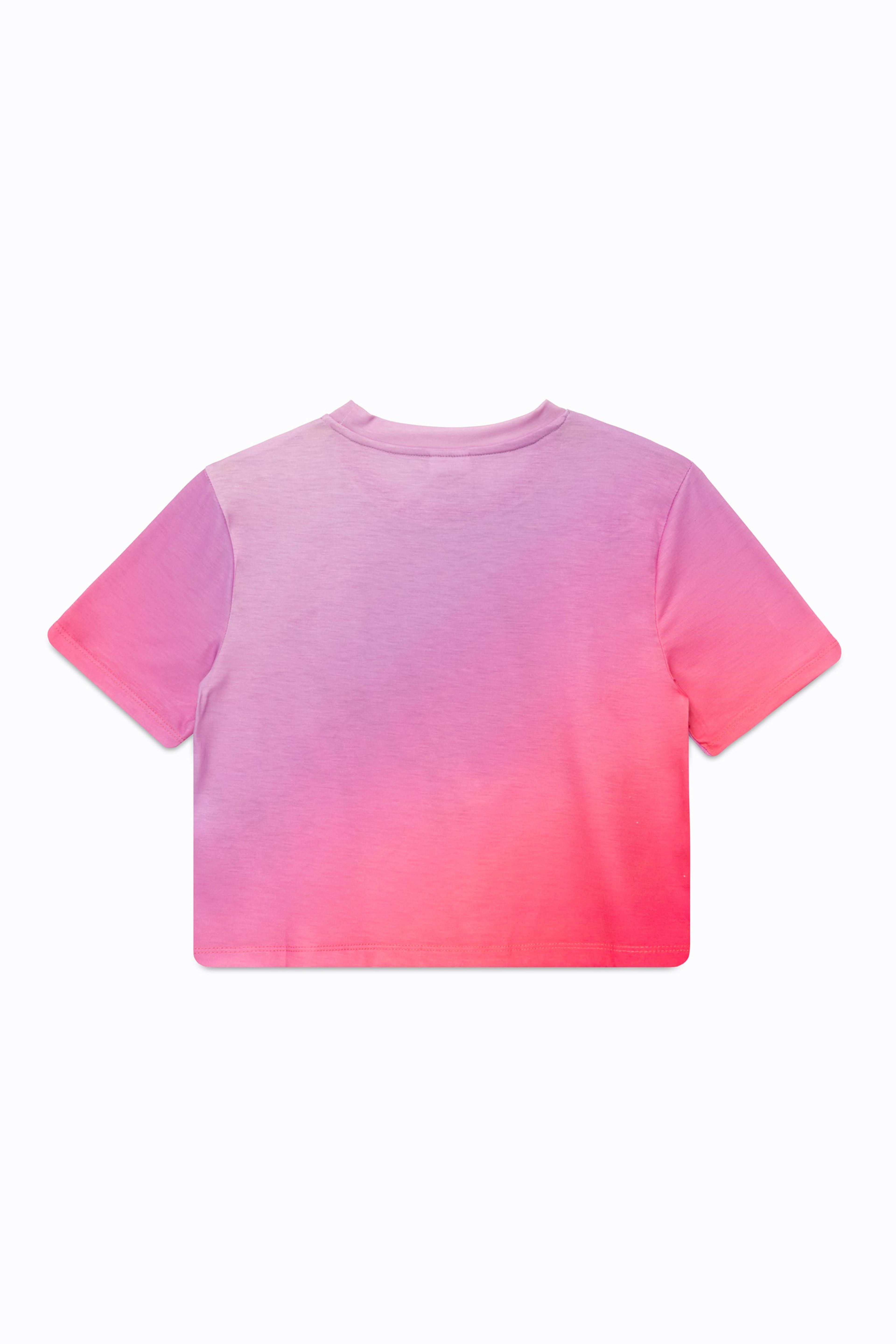 Alternate View 7 of HYPE GIRLS PINK FADE HOLOGRAPHIC SCRIPT CROPPED T-SHIRT