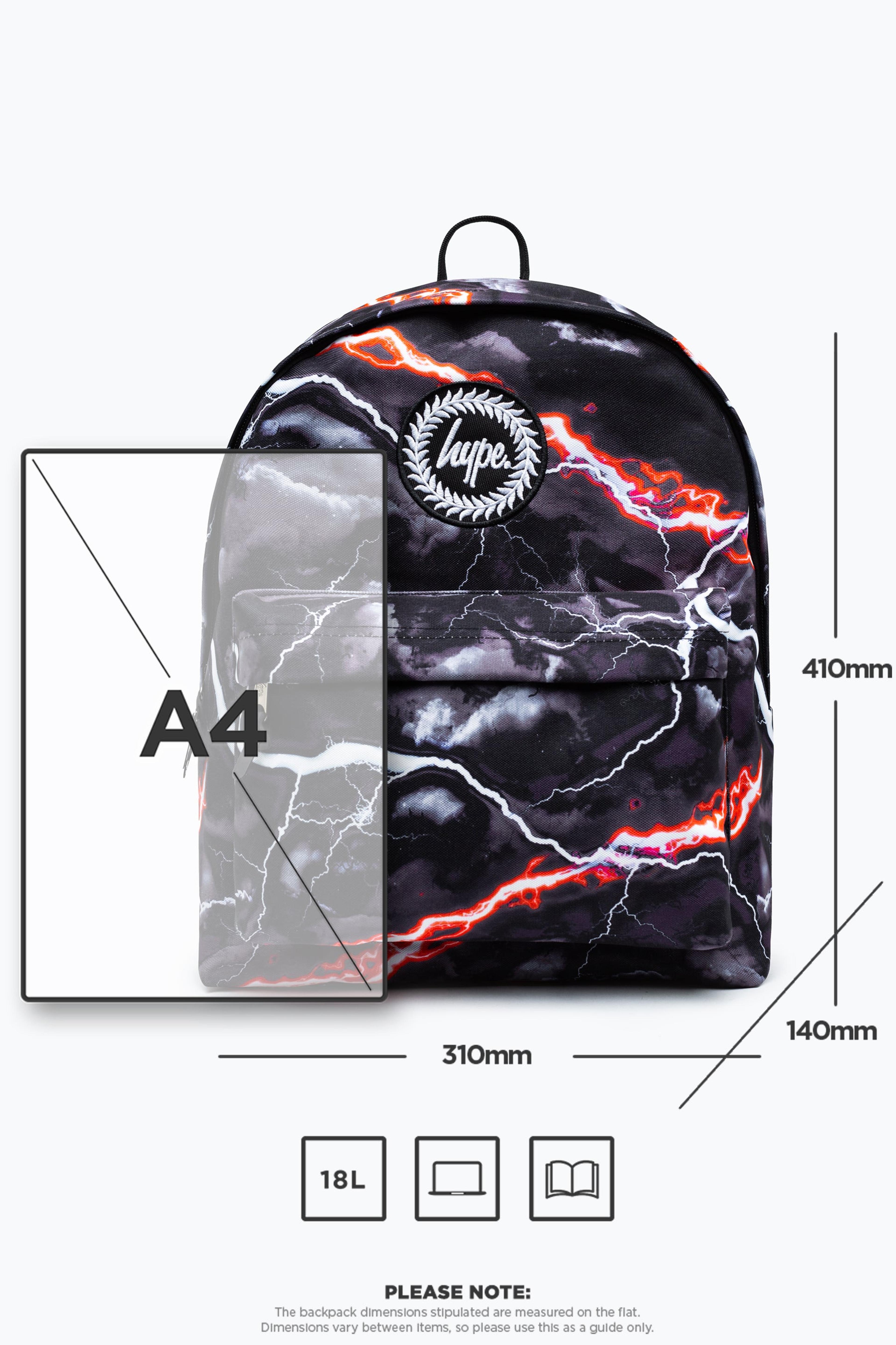 Alternate View 10 of HYPE UNISEX BLACK SMOKEY STORM OUTLINE CREST BACKPACK