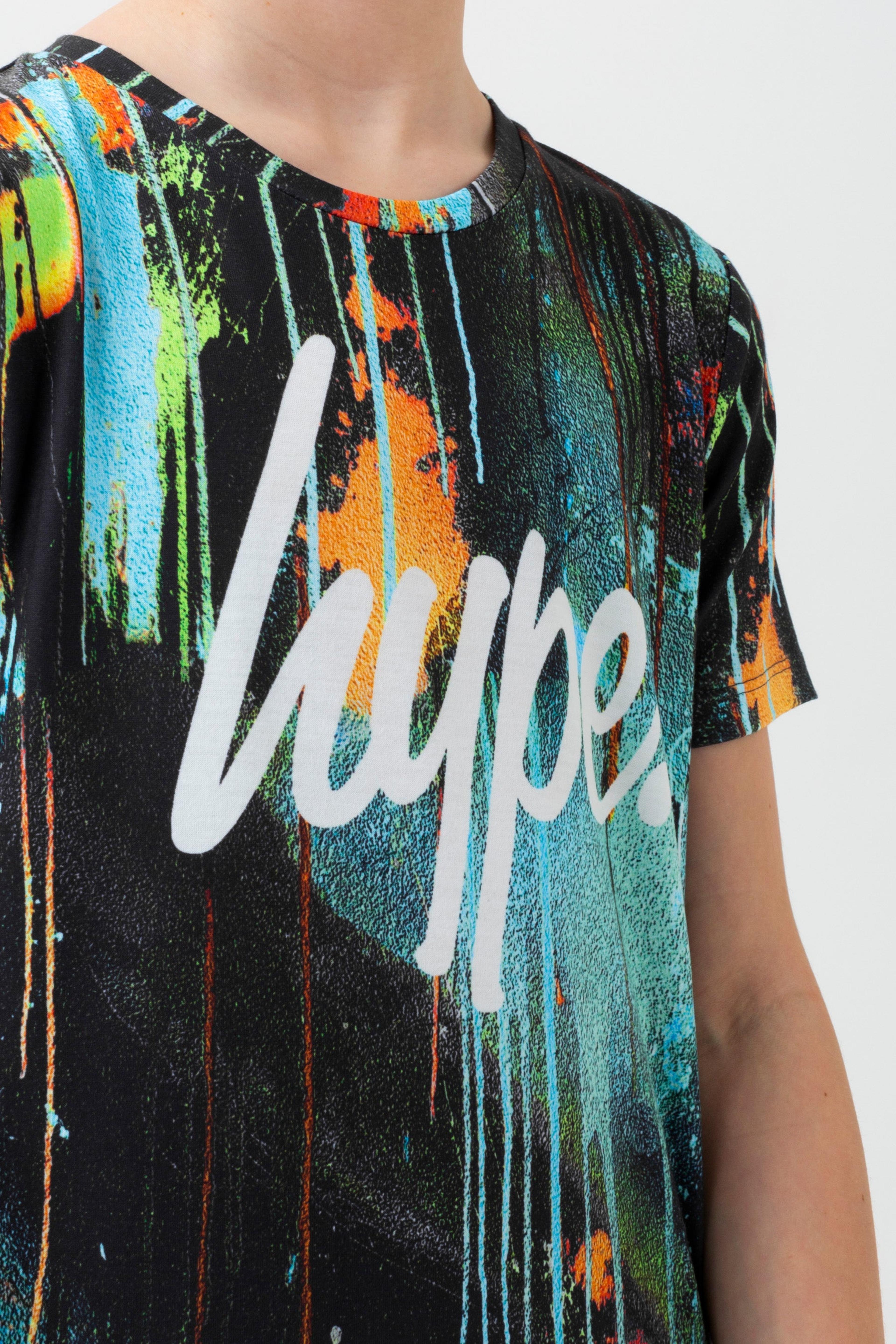 Alternate View 3 of HYPE BOYS TURQUOISE SPRAY DRIPS SCRIPT T-SHIRT