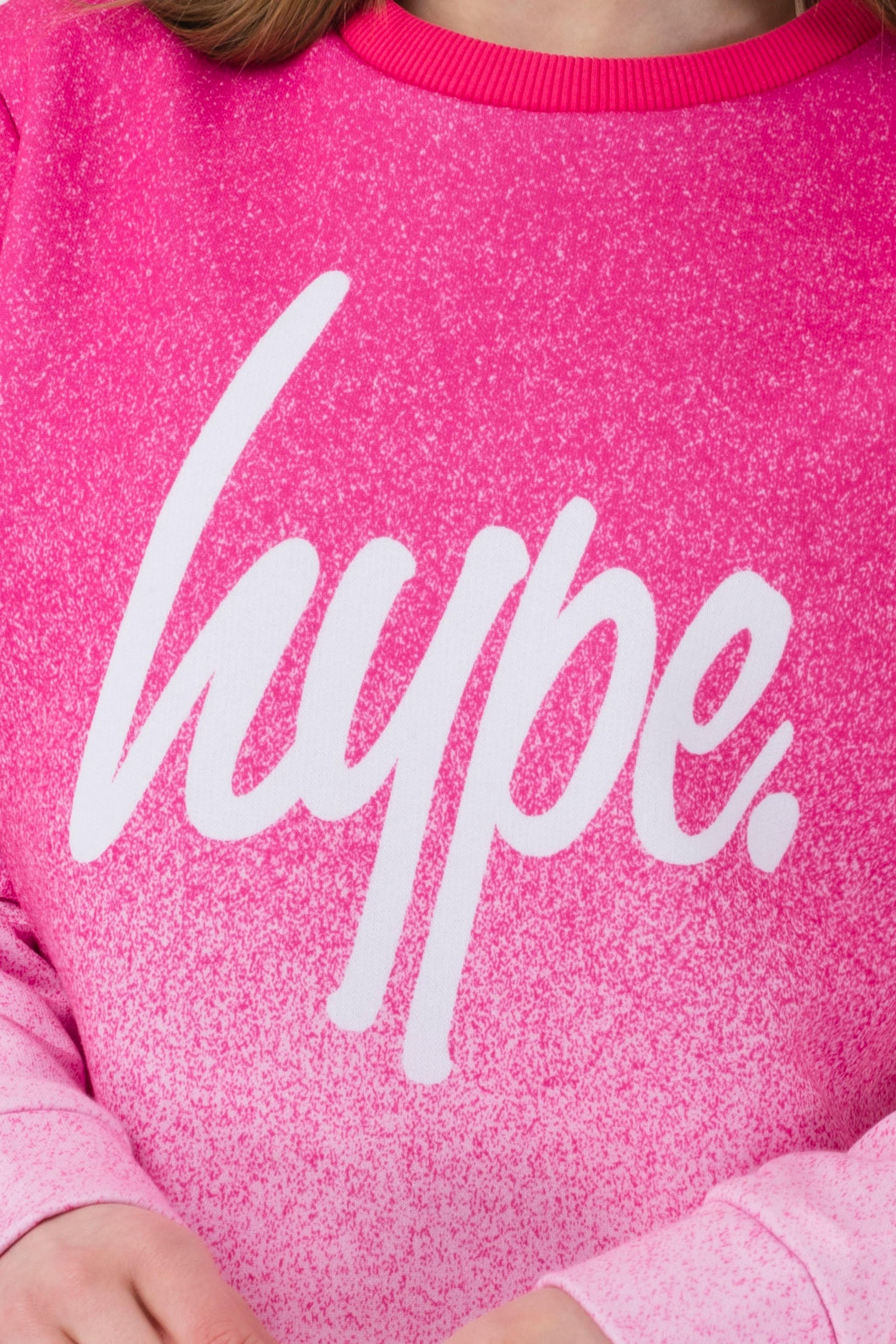 Alternate View 3 of HYPE GIRLS PINK SPECKLE FADE SCRIPT CREW NECK