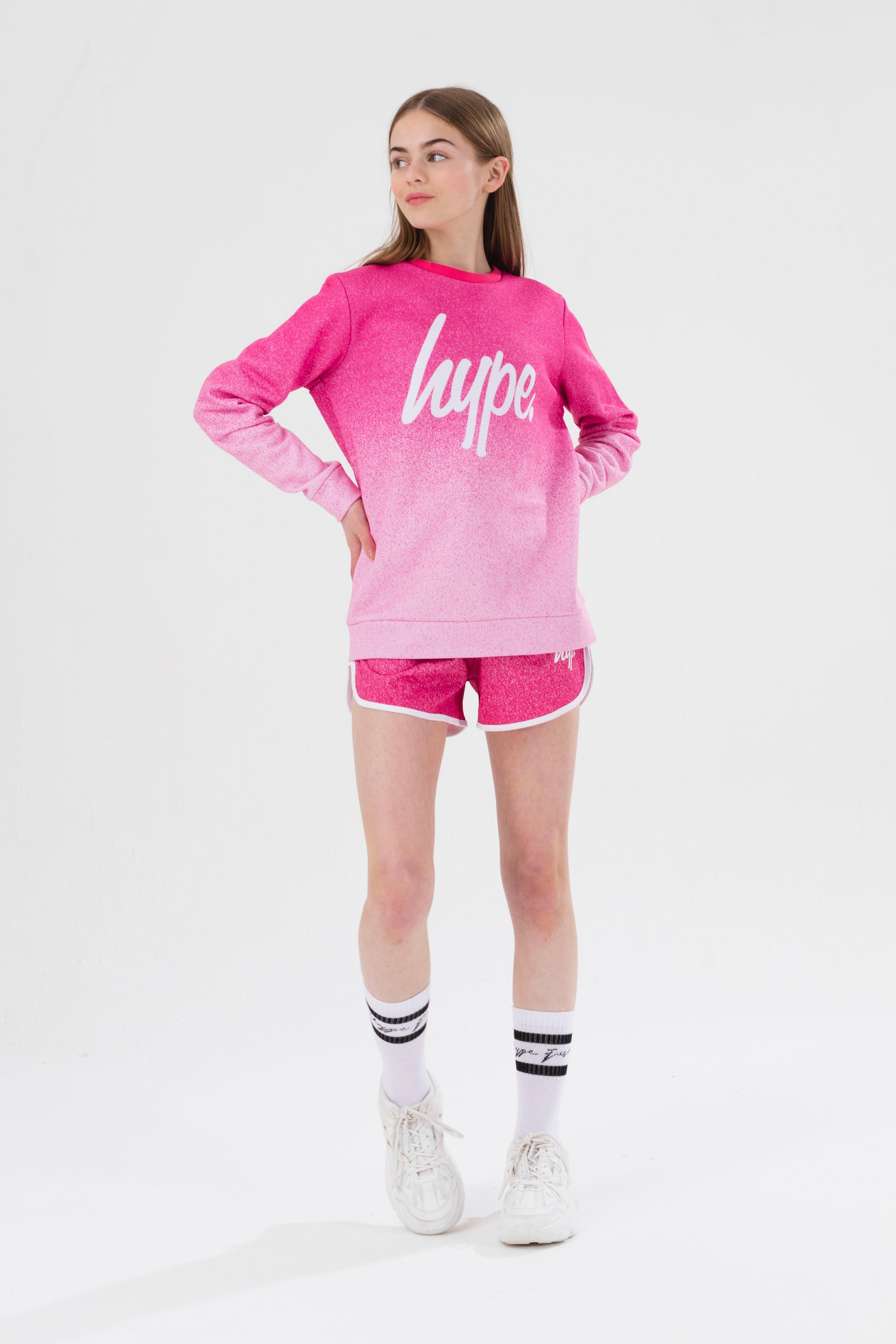 Alternate View 1 of HYPE GIRLS PINK SPECKLE FADE SCRIPT CREW NECK