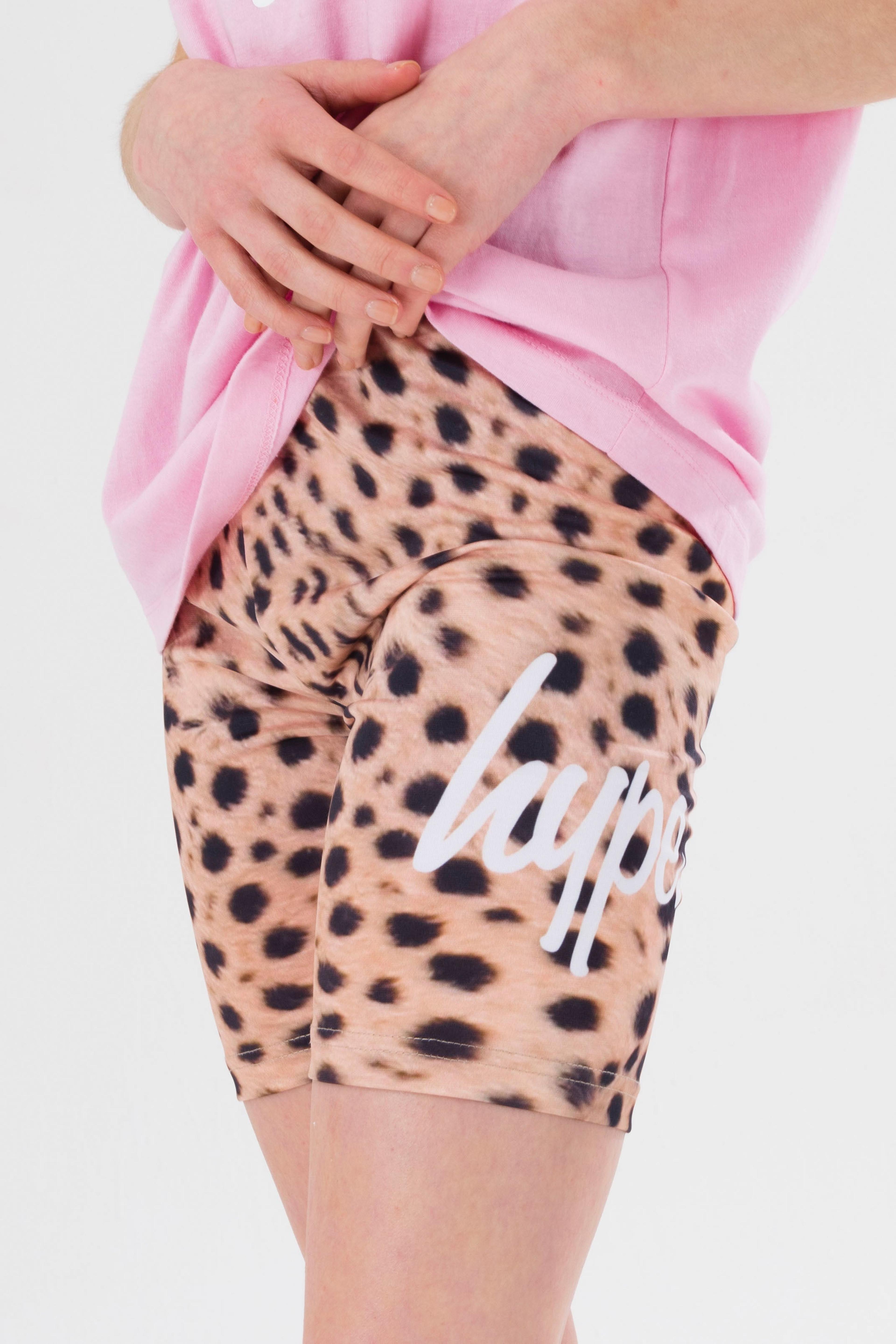 Alternate View 3 of HYPE GIRLS PINK LEOPARD SCRIPT TEE AND SHORTS SET