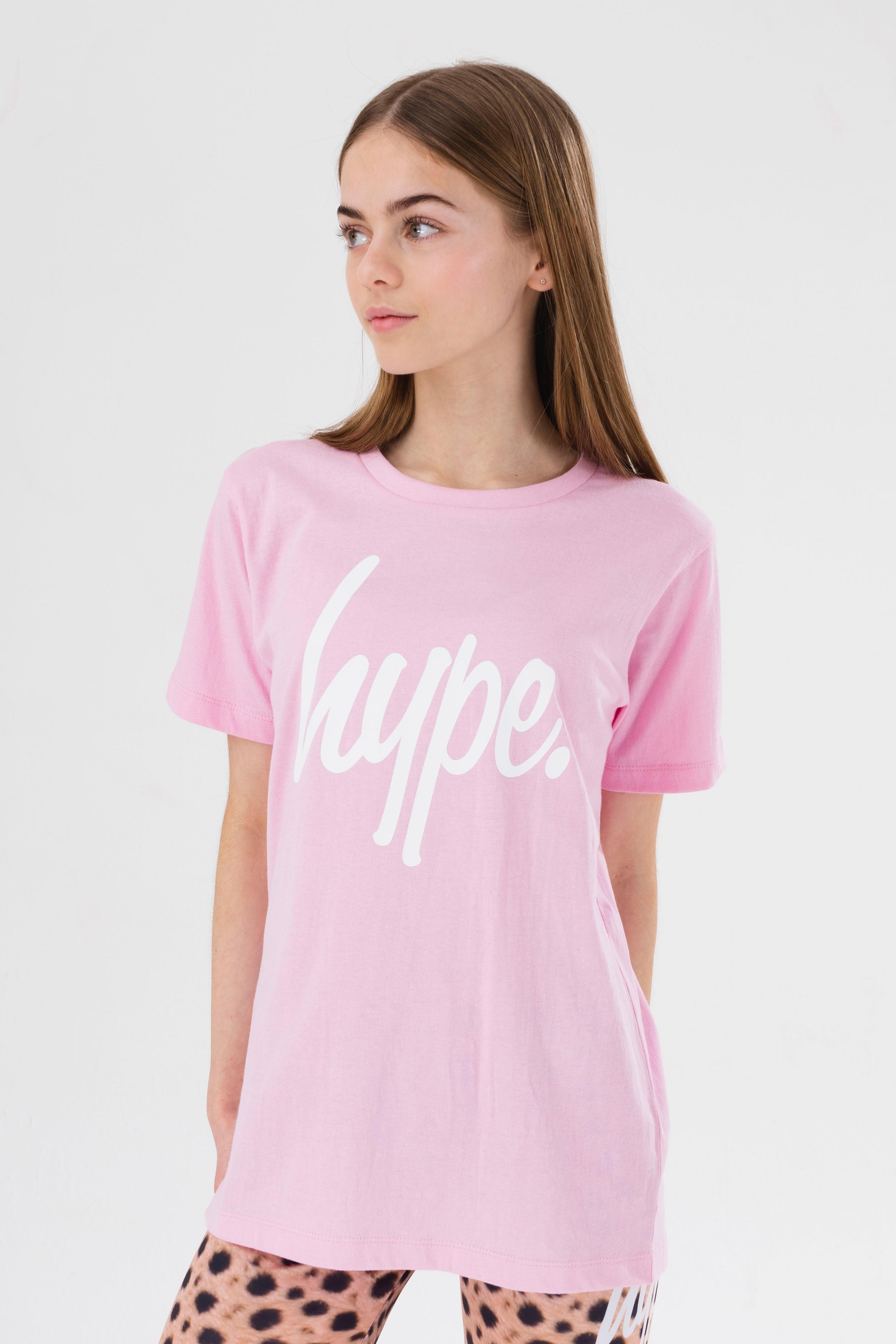 Alternate View 2 of HYPE GIRLS PINK LEOPARD SCRIPT TEE AND SHORTS SET