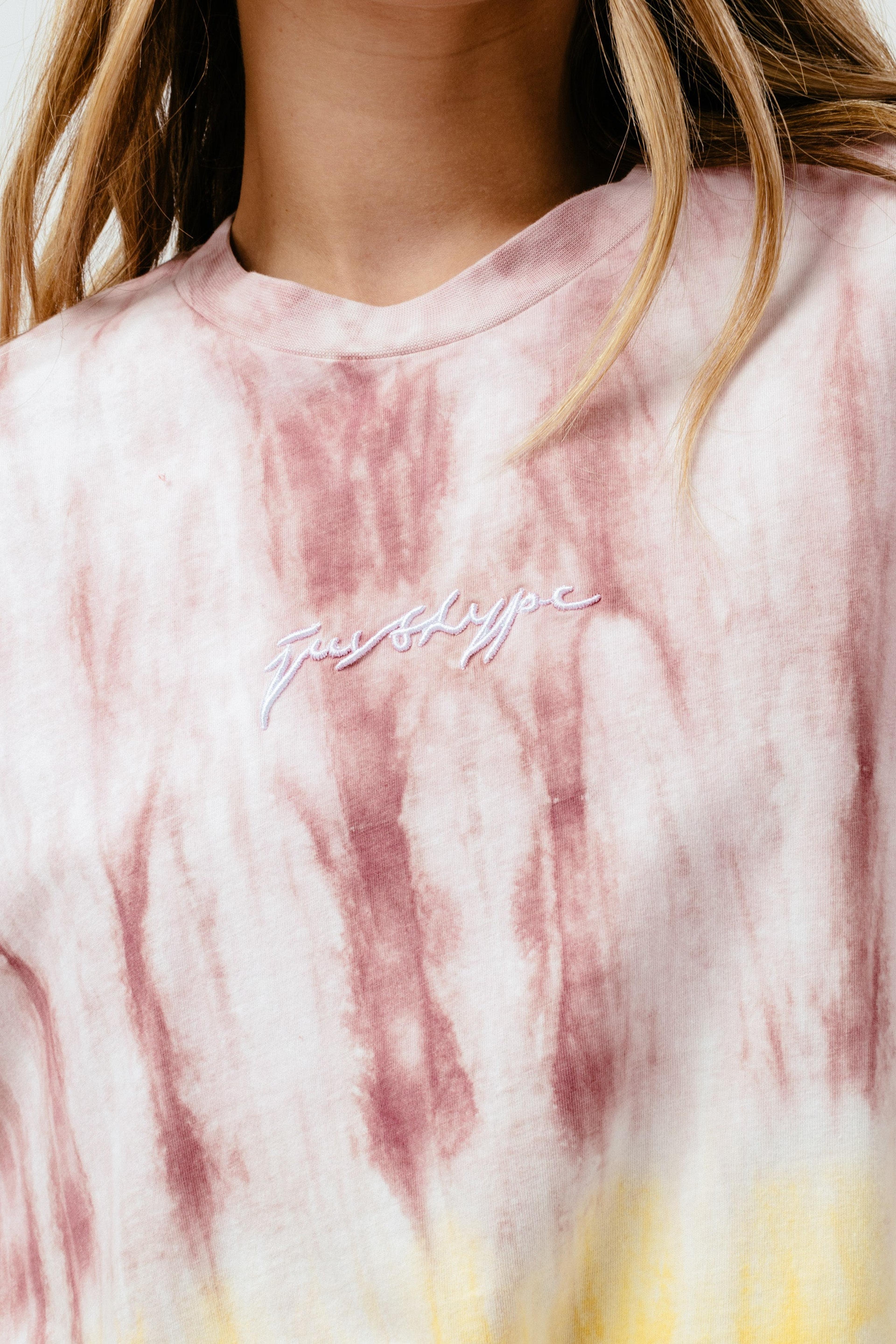 Alternate View 3 of HYPE WOMENS PINK SUMMER DYE SCRIBBLE BOXY T-SHIRT