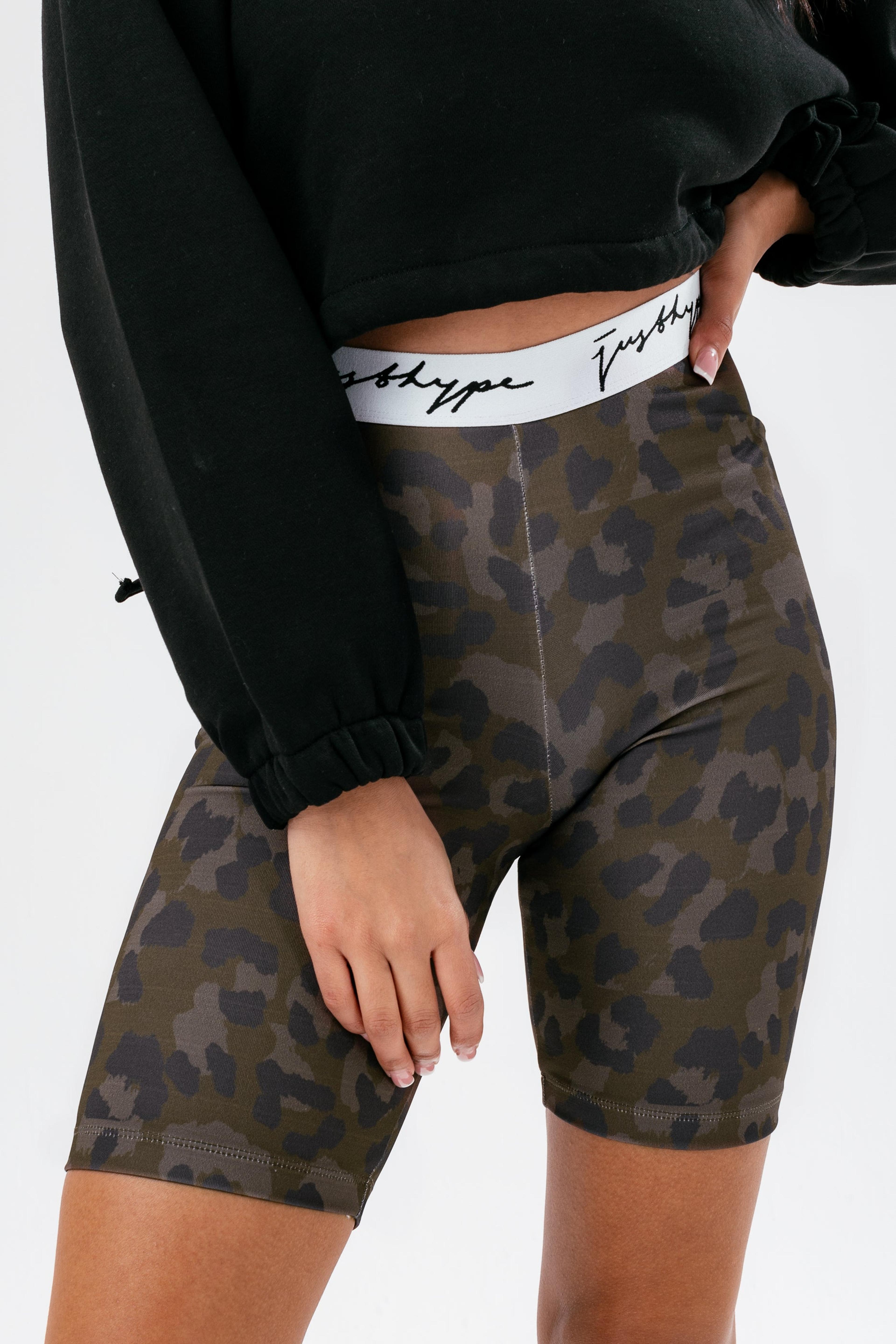 Alternate View 3 of HYPE WOMENS BROWN CHOC LEOPARD TAPE CYCLING SHORTS